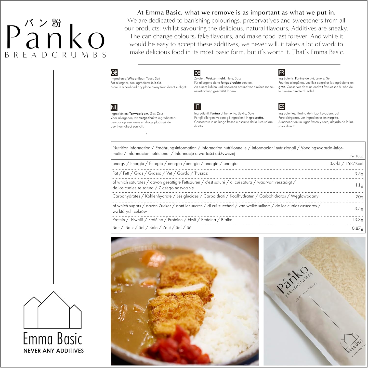 Emma Basic Super Premium Panko Breadcrumbs 10 mm Long Needle Shape 200g 5