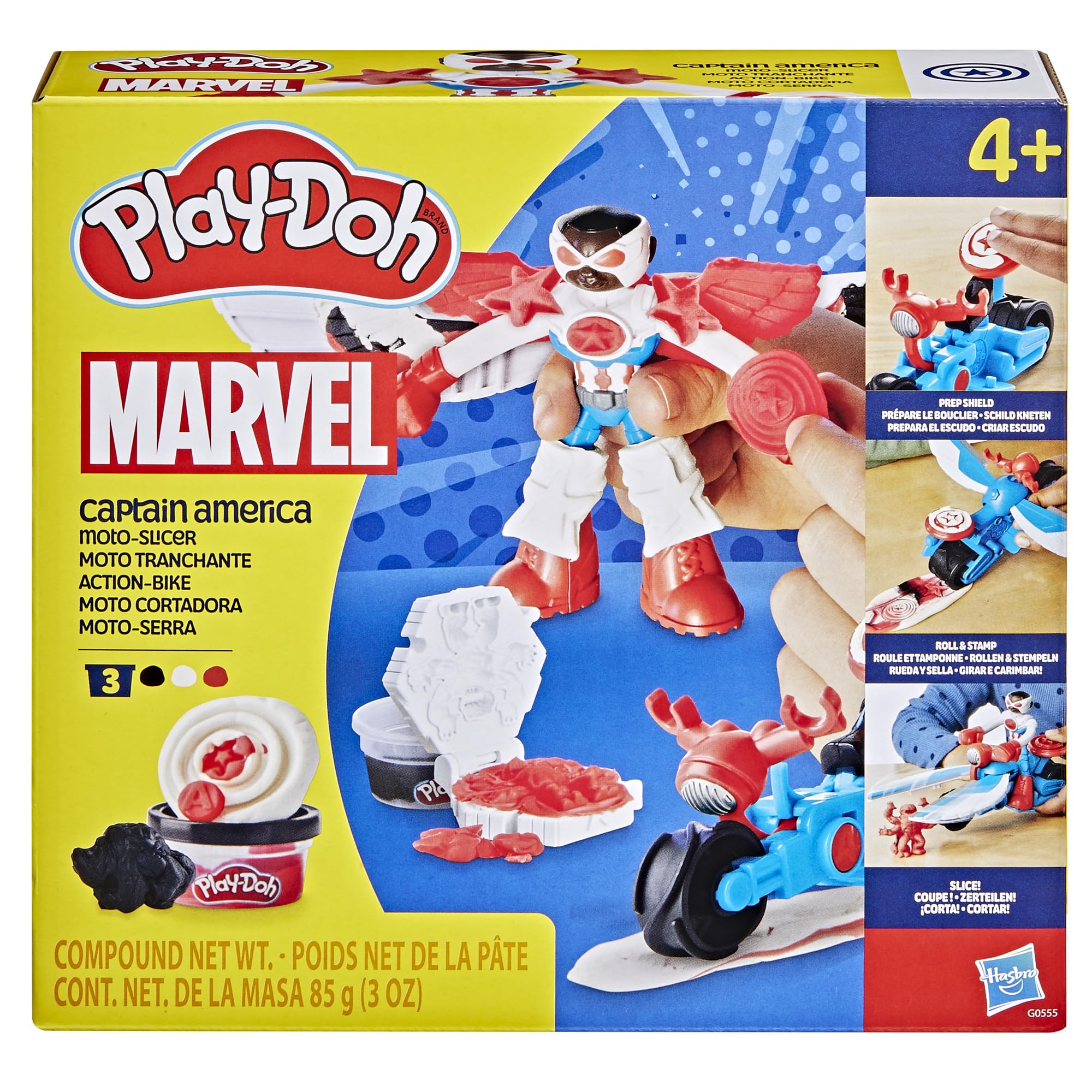 Play-Doh Marvel Captain America Moto-Slicer Playset - Bendy Figure, Motorbike Tool & 3 Tubs, Ages 4+ 9