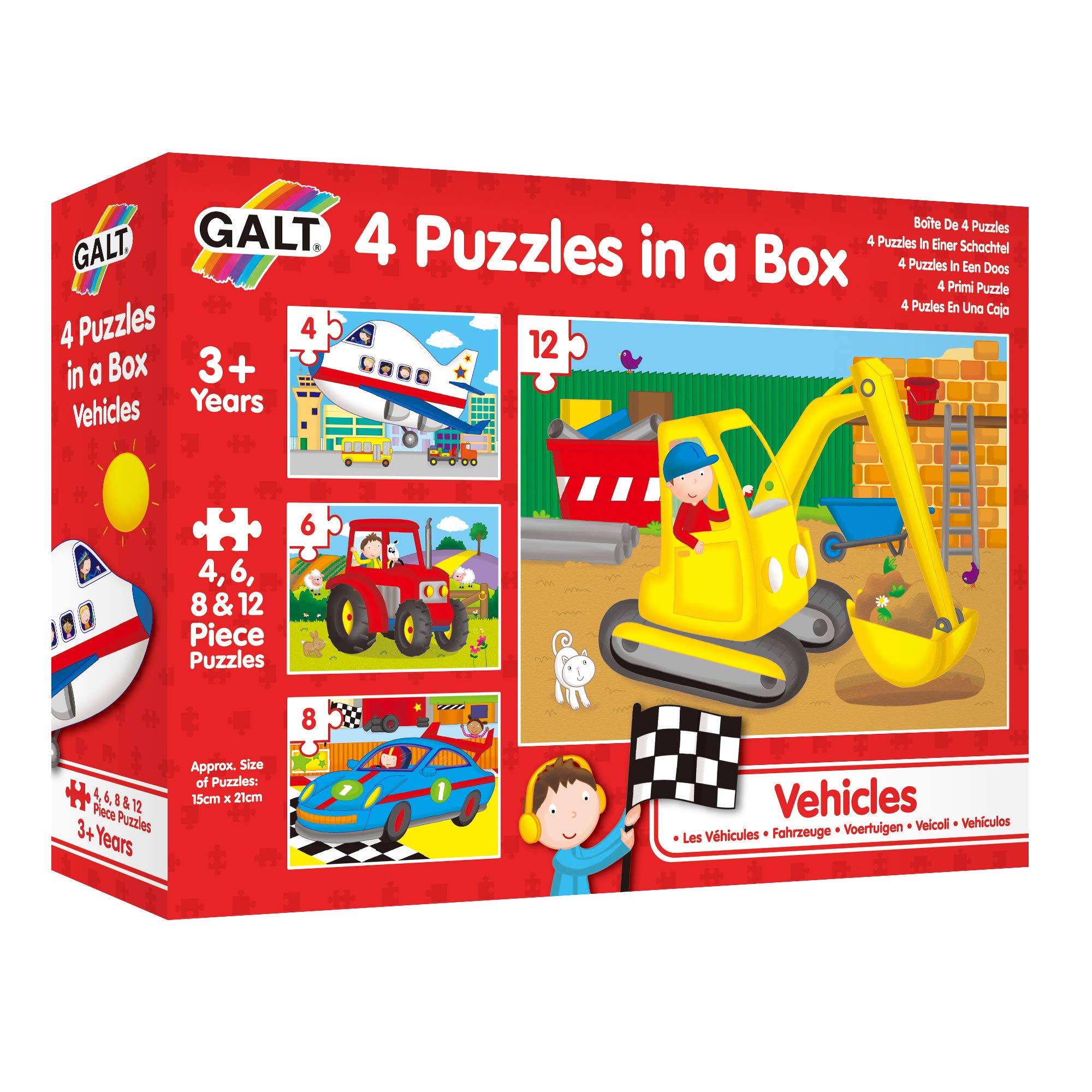 Galt Toys 4 Puzzles in a Box - Vehicles Educational Jigsaw Puzzle Set for Kids 3 Years+ 7