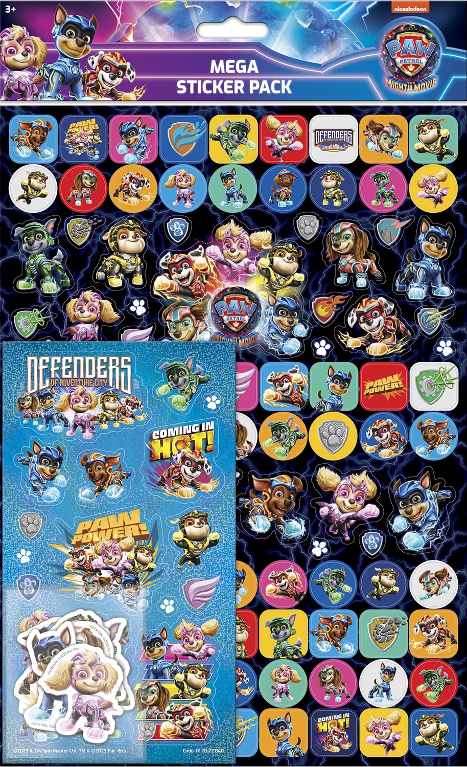 Paper Projects PAW Patrol the Mighty Movie Mega Sticker Pack - Reusable Foiled Stickers | Multicolor