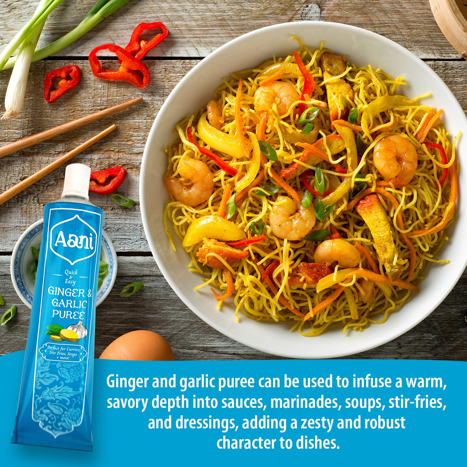 Aani Ginger and Garlic Puree 110g – Convenient Cooking Paste for Sauces, Marinades & Stir-Fries