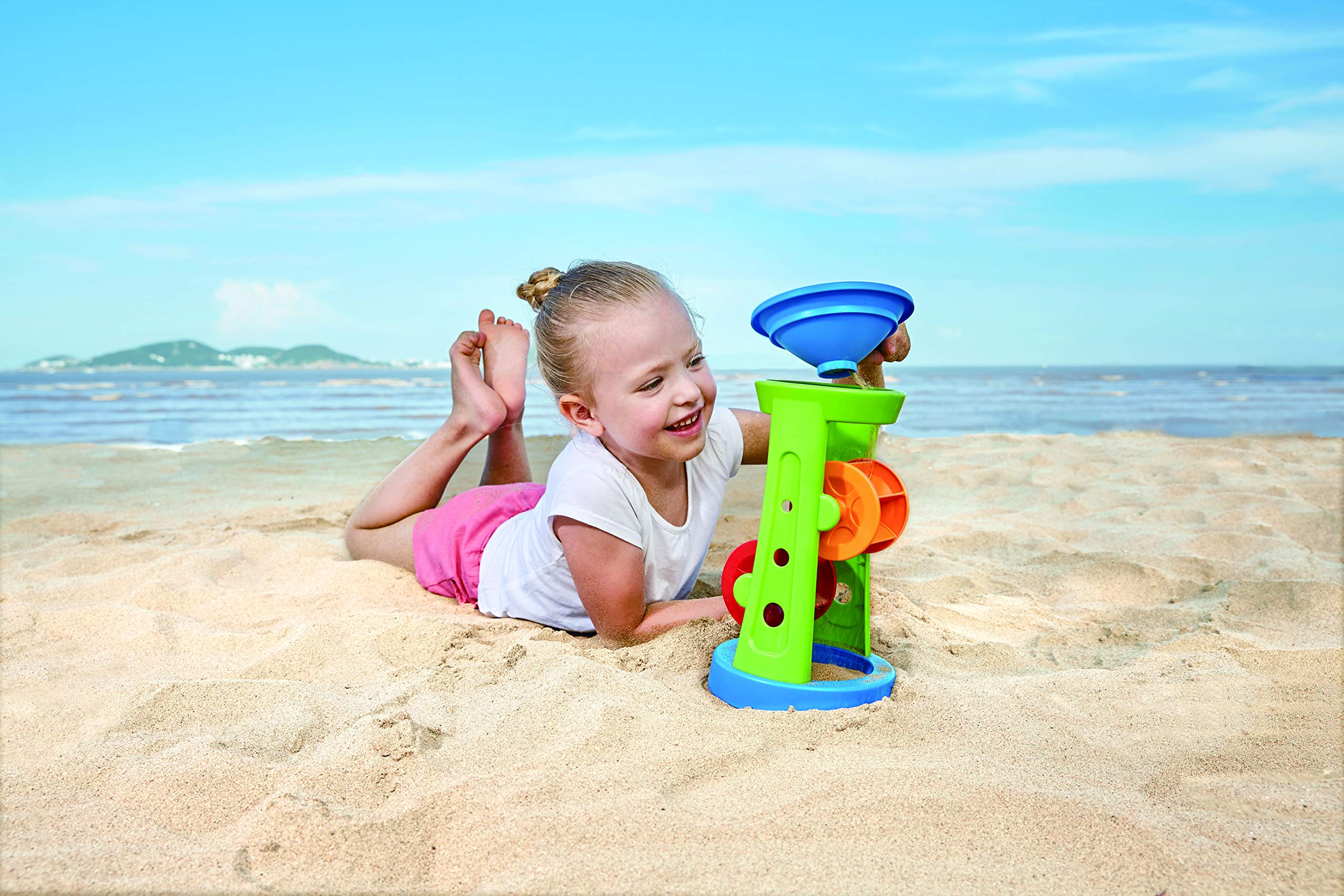 Hape E4046 Double Sand and Water Wheel - Educational Beach & Bath Toy for Toddlers 6