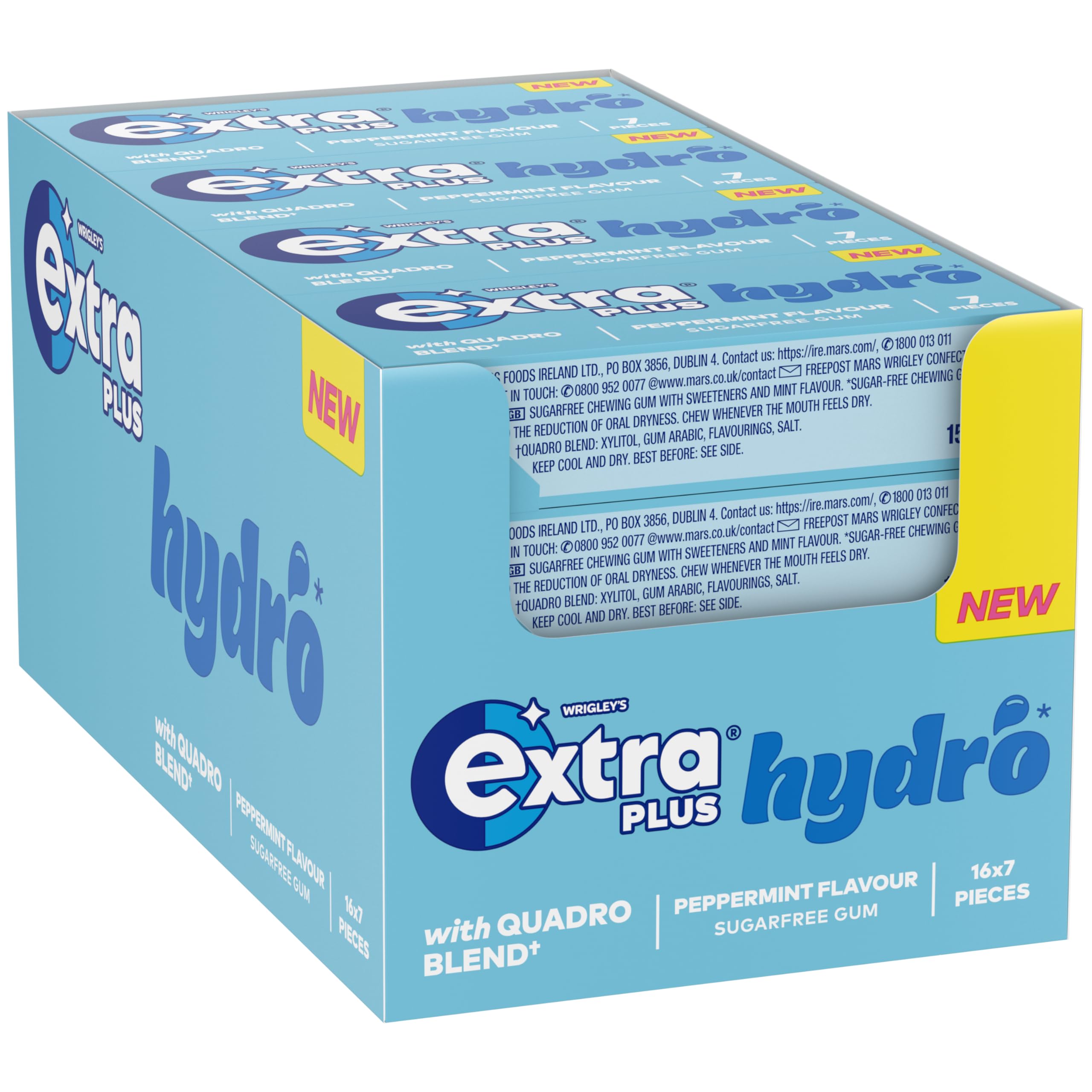 Extra Plus Hydro Spearmint Sugar Free Chewing Gum | Bulk Case 16 Packs (112 Pieces) 1