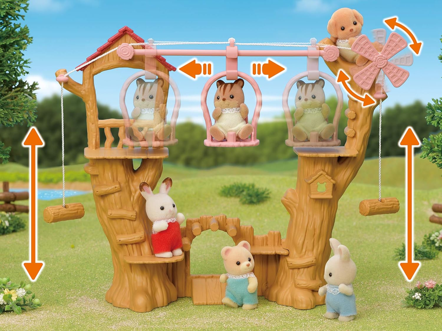 Sylvanian Families Baby Ropeway Park Playset - Ropeway Adventure with Milk Rabbit Baby 6