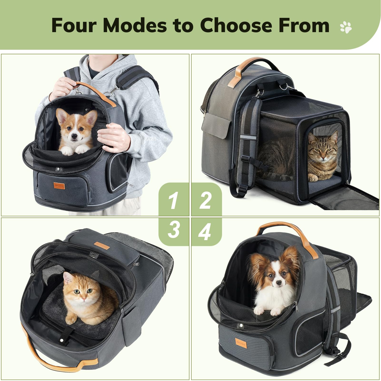 Morpilot Interactive Dual-Use Pet Backpack Carrier with Expandable Bed & Top Window | Supports up to 11.3kg 3