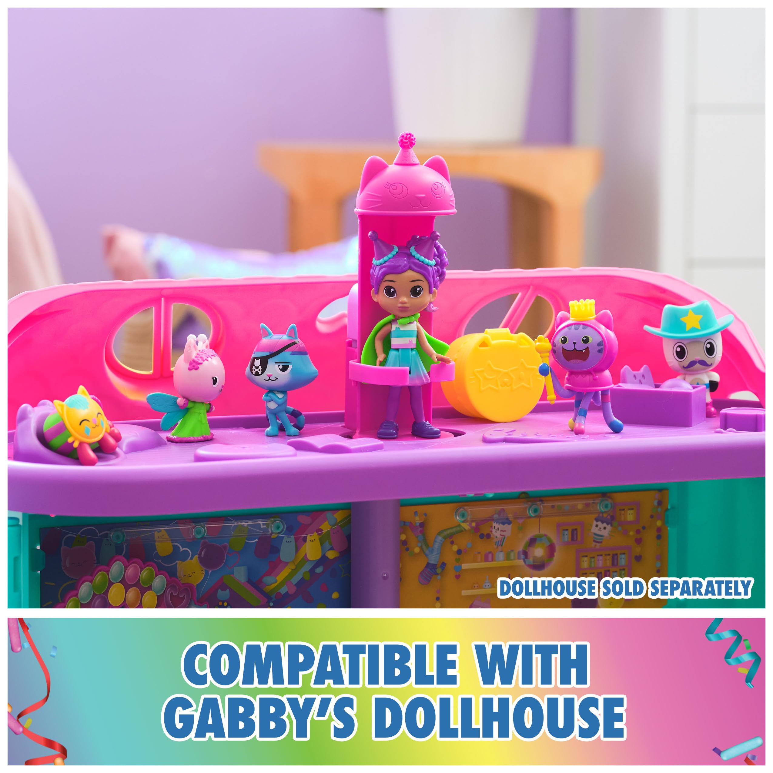 Gabby’s Dollhouse Celebration Figure Set - 6 Toy Figures with Surprise Cape & App Reward, Kids' Playset for Ages 3+ 6