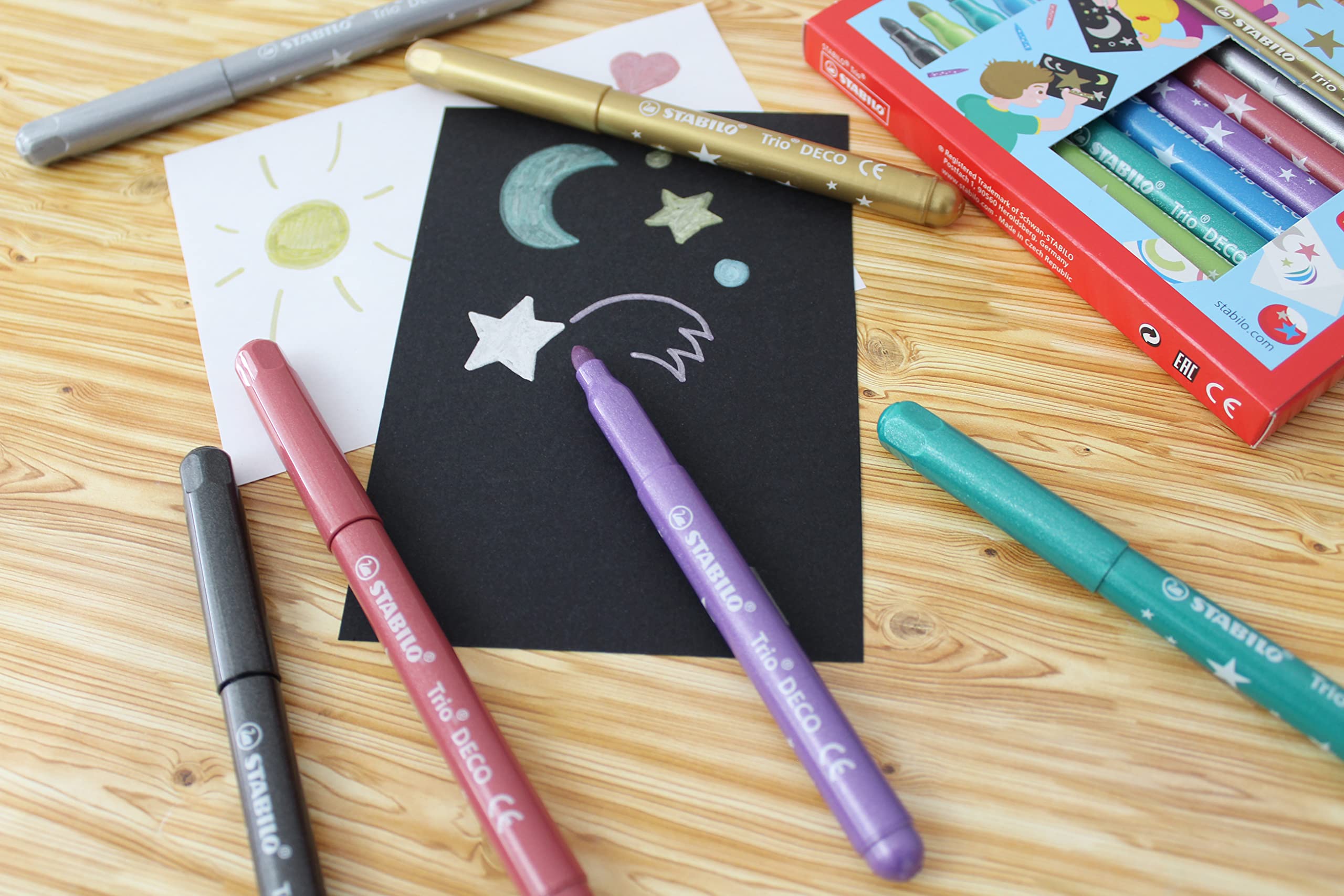 Metallic Felt-Tip Pen - STABILO Trio Deco Wallet of 8 Assorted Colours 7