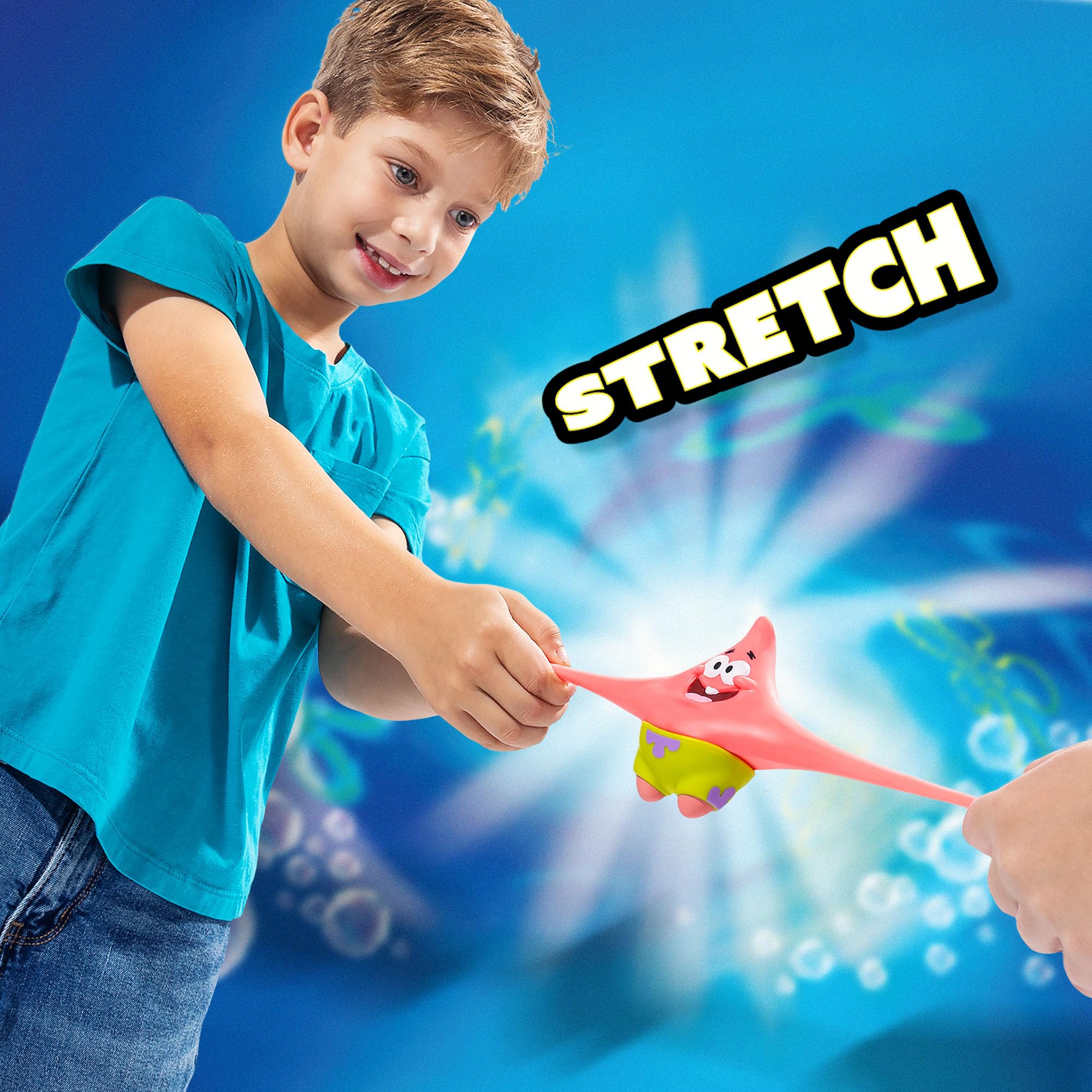 Basic Fun Stretch Armstrong Mini Patrick Star Figure - 8.5cm Stretchy Toy | Pink | Ages 4+