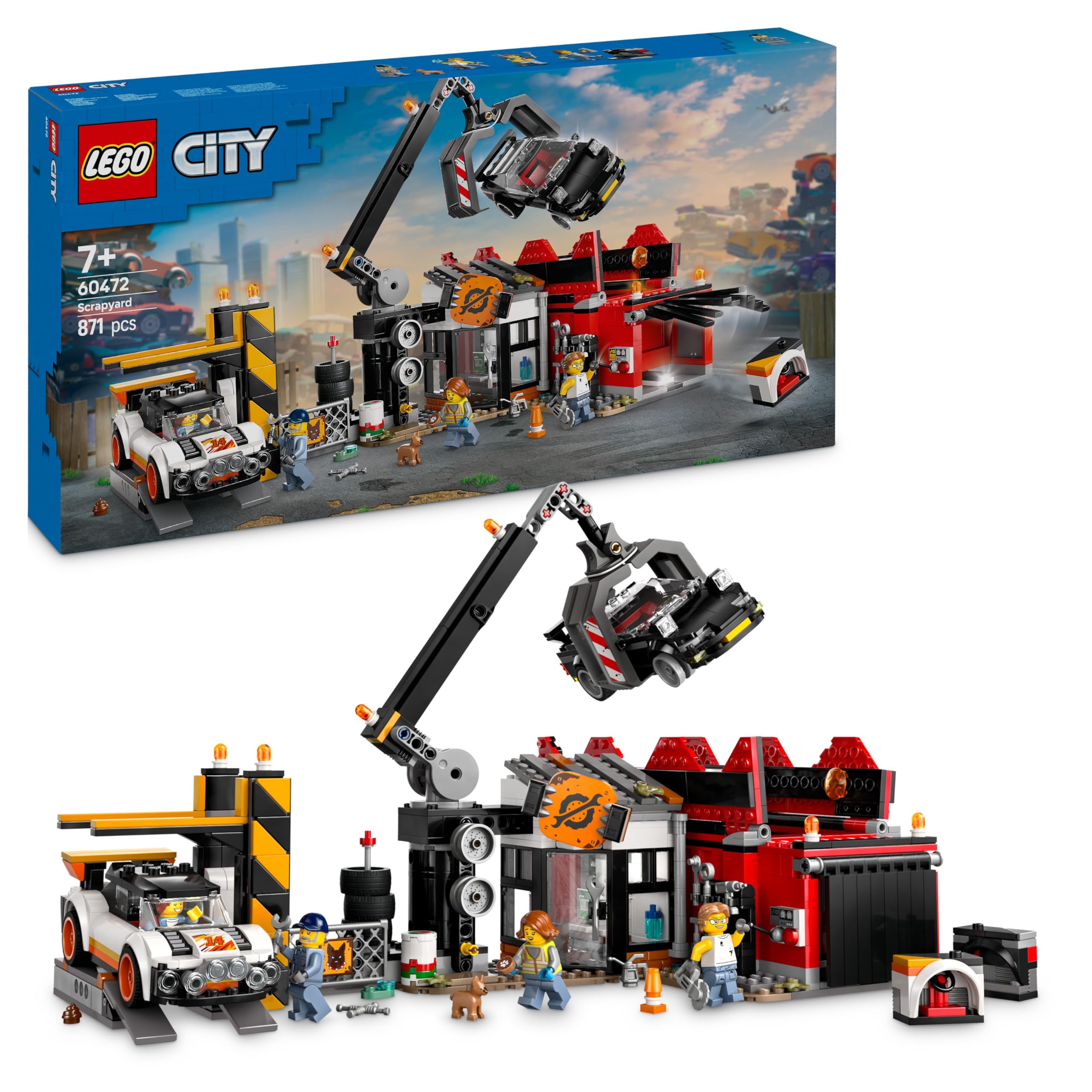 LEGO City Scrapyard with Cars - Construction Toy with Crane, Crusher & 871 Pieces