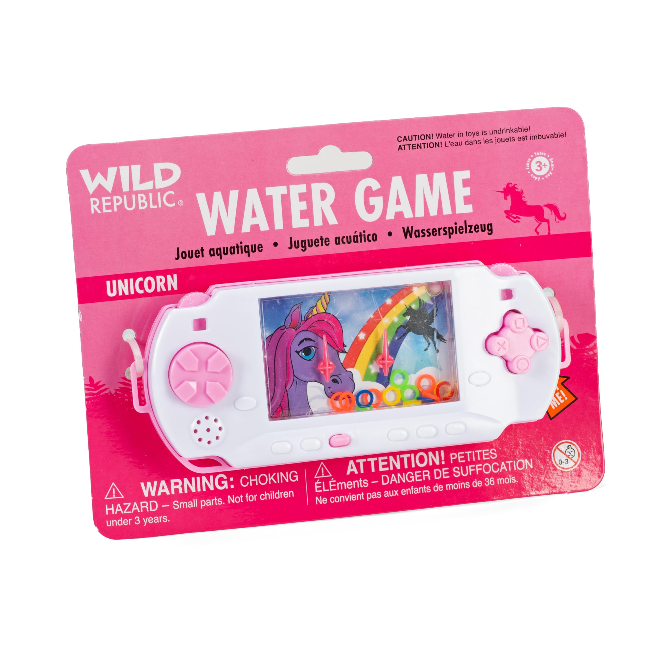 WILD REPUBLIC Unicorn Water Game - Kid-Powered Handheld Fun | Pink | Ages 3+