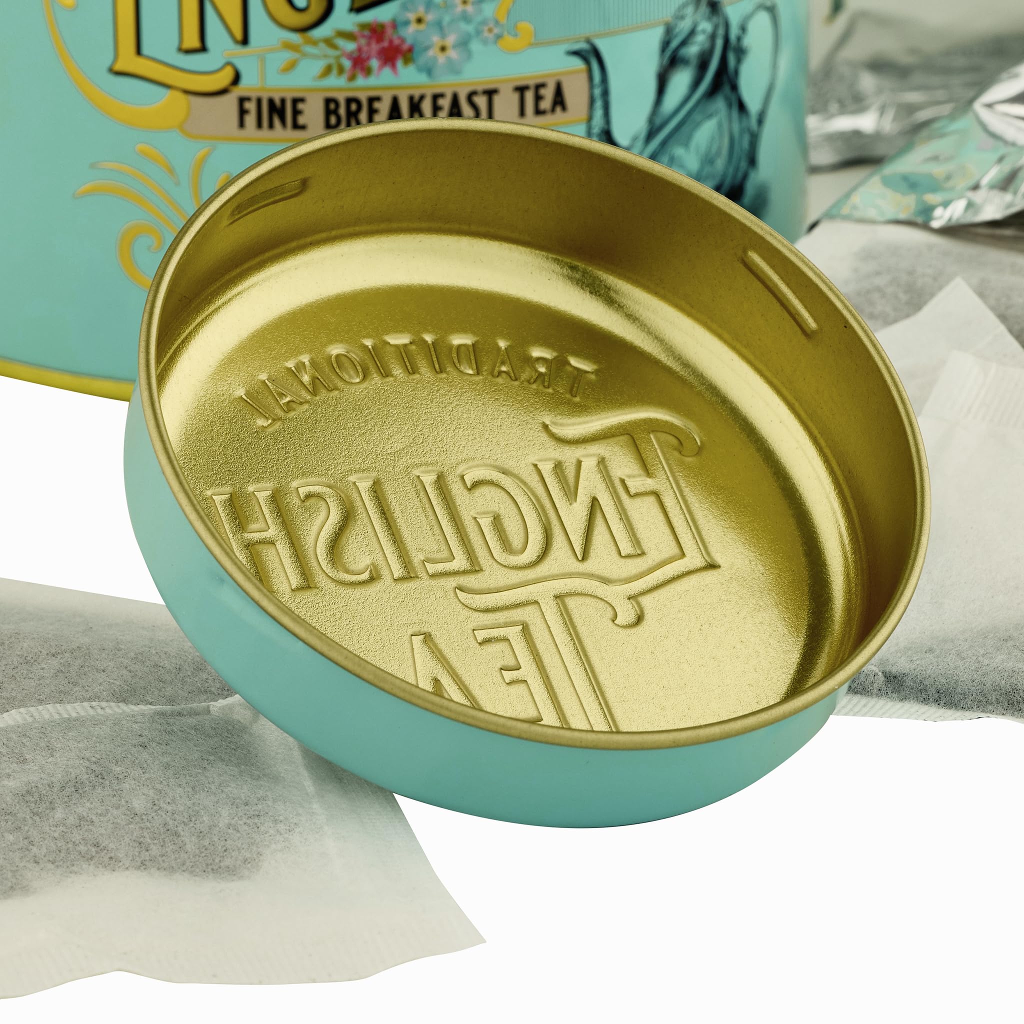 New English Teas Vintage Victorian Mint-Green Tea Caddy with 80 English Breakfast Teabags 5