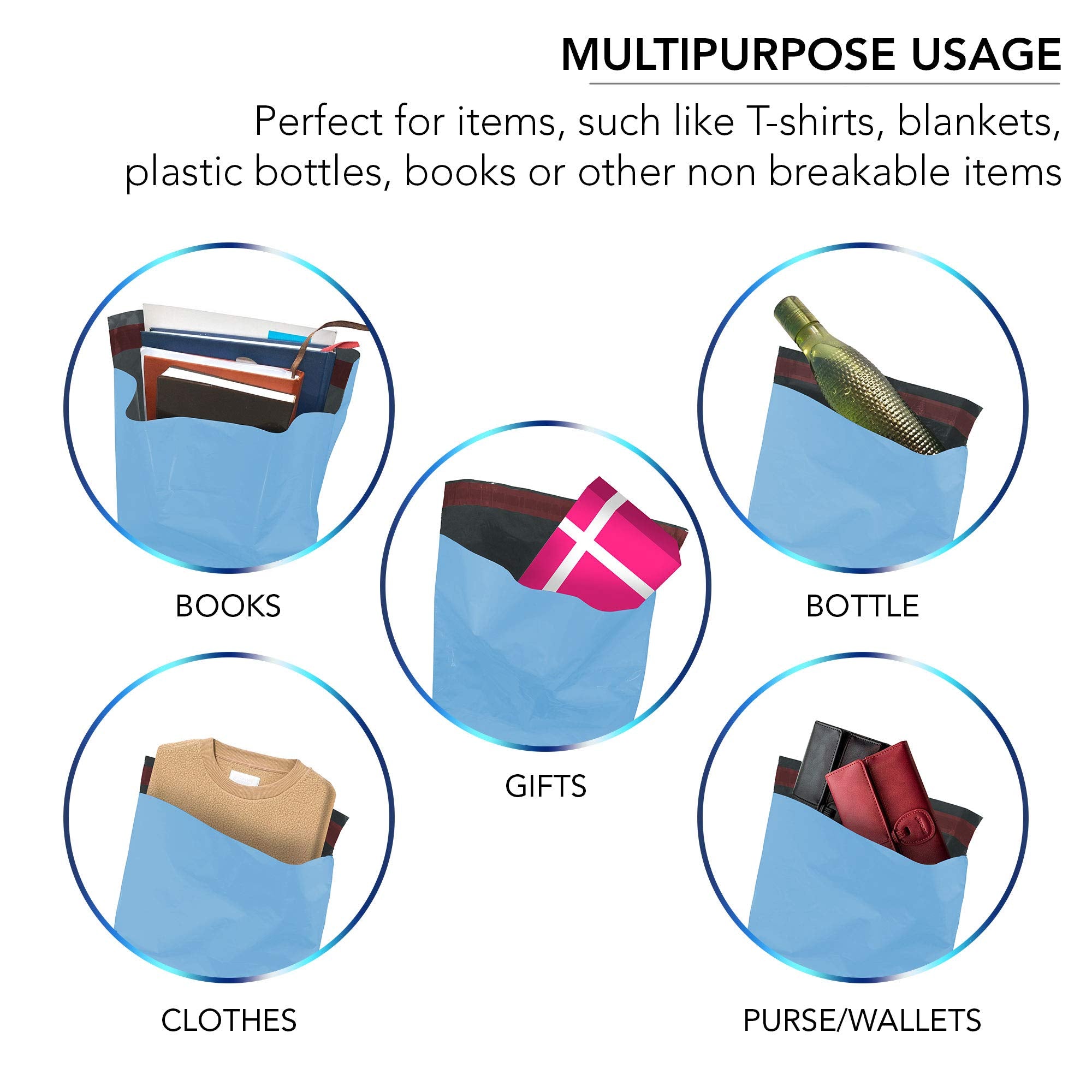 iSOUL Plastic Mailing Bags - 6 x 9 Inch, Blue, Water Resistant | 100 Count 6