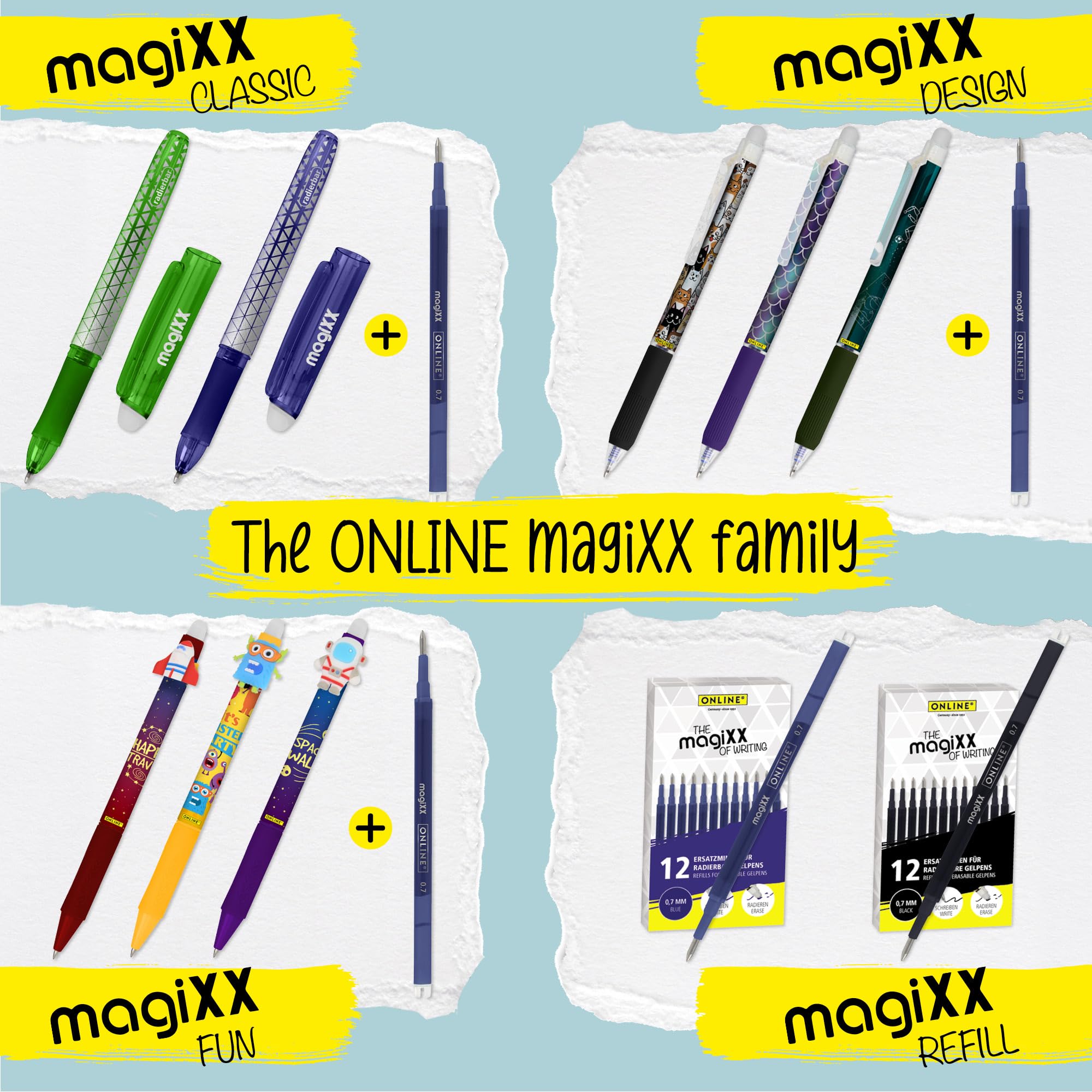Online magiXX Erasable Gel Ink Rollerball Pen - Black Ink, 0.7mm Medium Point, Ergonomic Grip 7