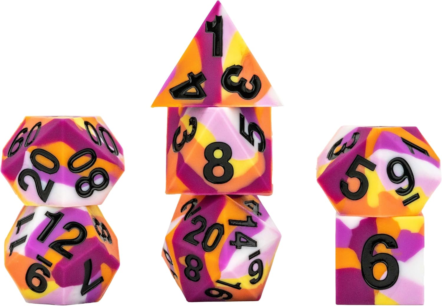 Metallic Dice Games FanRoll 16mm Pride Sharp Edge Silicone Rubber Polyhedral Dice Set