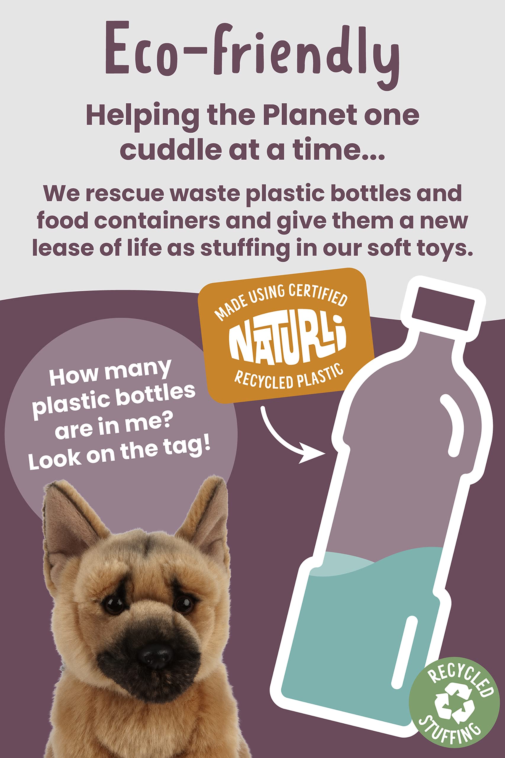 Living Nature German Shepherd Plush Toy - 20cm Realistic Soft Dog 10