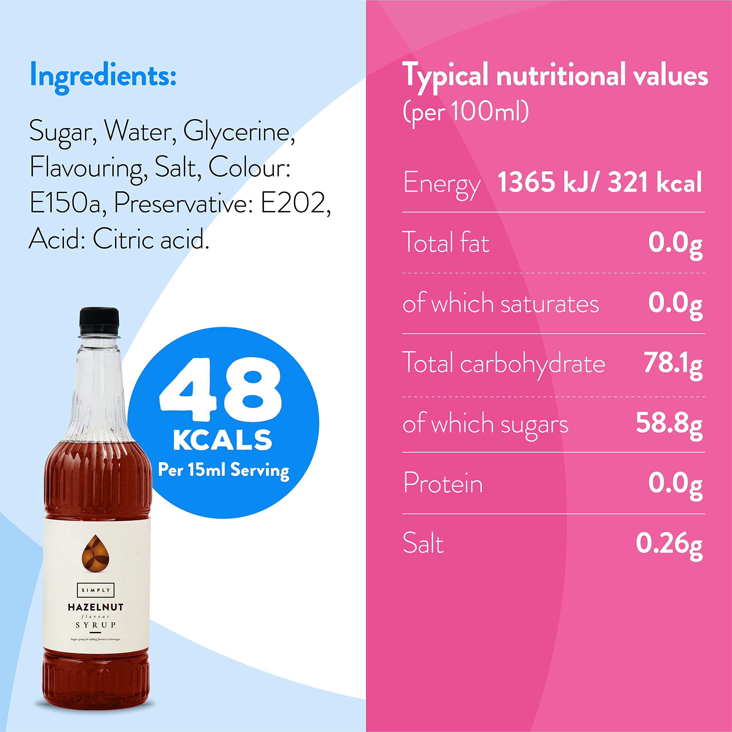 Simply - Hazelnut Syrup Vegan & Nut Free Flavoured Syrup for Coffee, Cocktails & Baking (1 Litre) 4