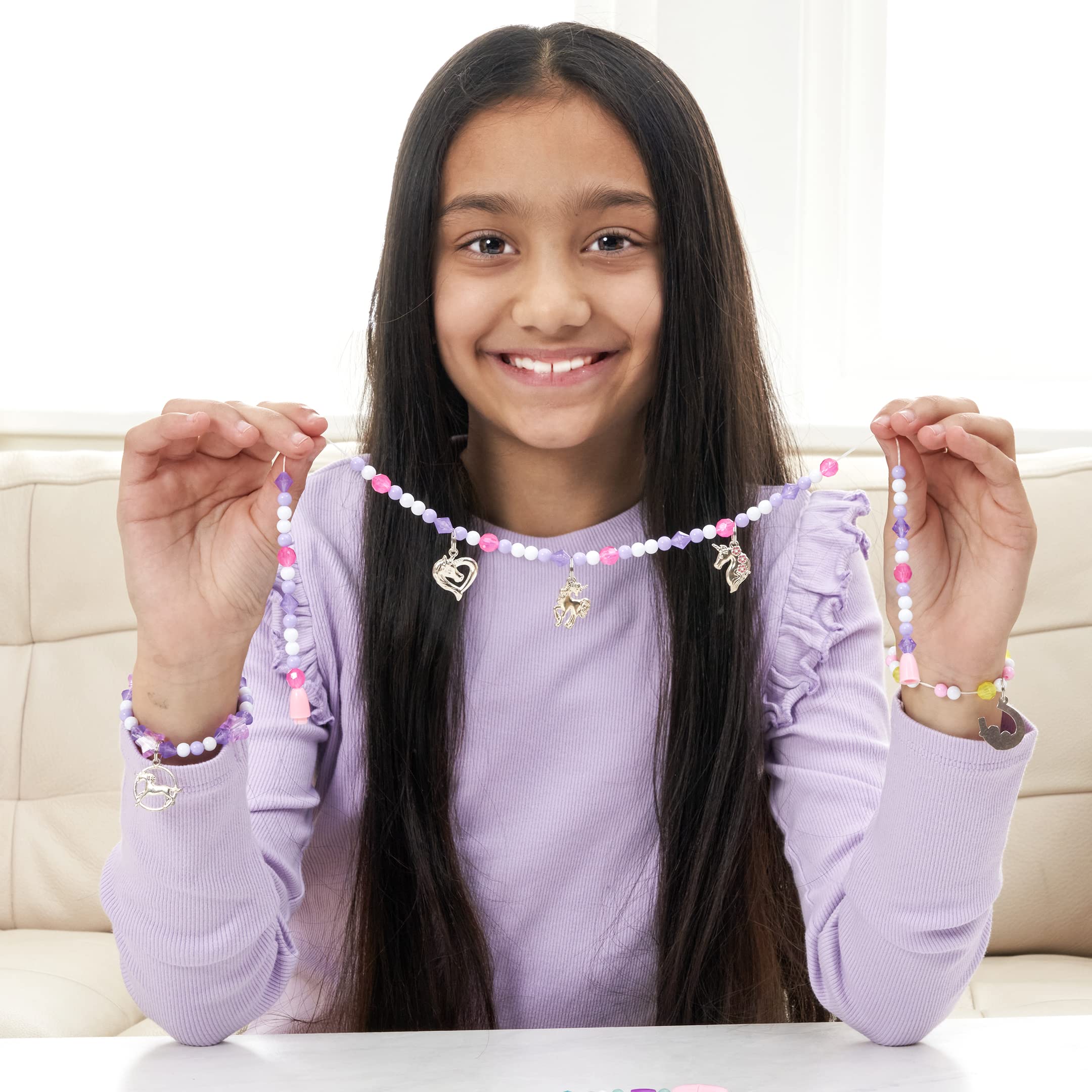 Craftbox CB806 Unicorn Charm Jewellery Craft Set - Create 10+ Pieces, Ages 4+ 6