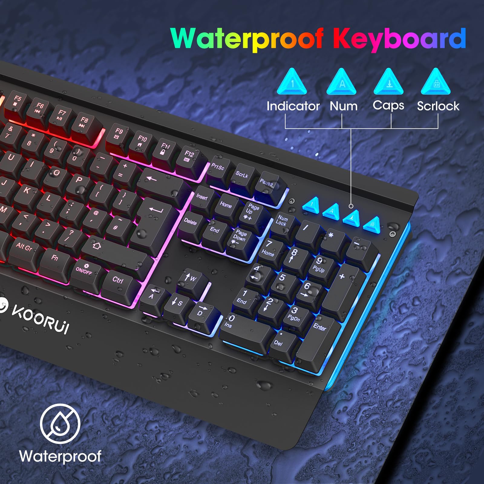 KOORUI Gaming Keyboard - Wired Mechanical Tactile Switch RGB Backlit 104-Key PC & Mac 7