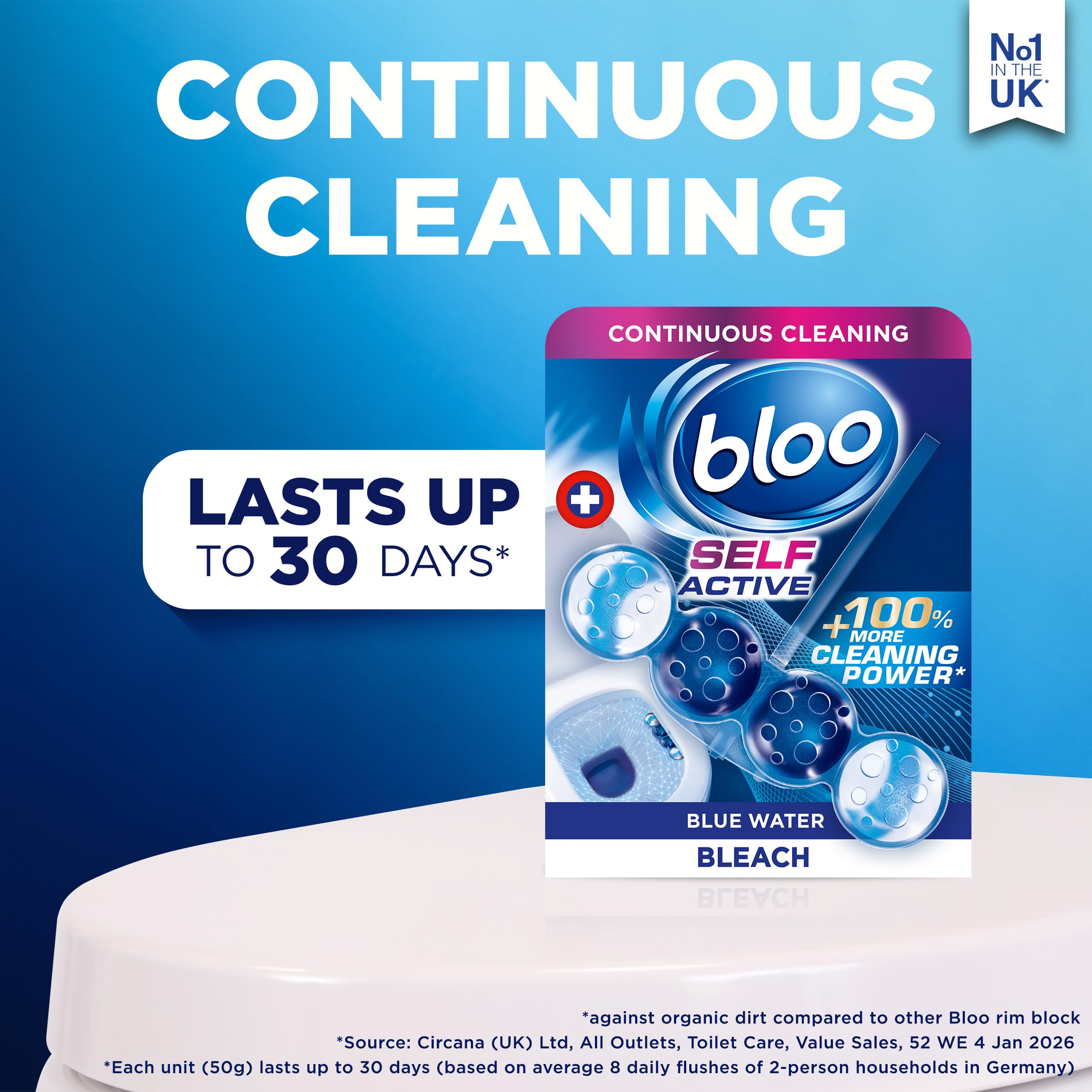 Bloo Self Active Bleach Toilet Rim Block - 4-Function Formula, Pack of 3 3