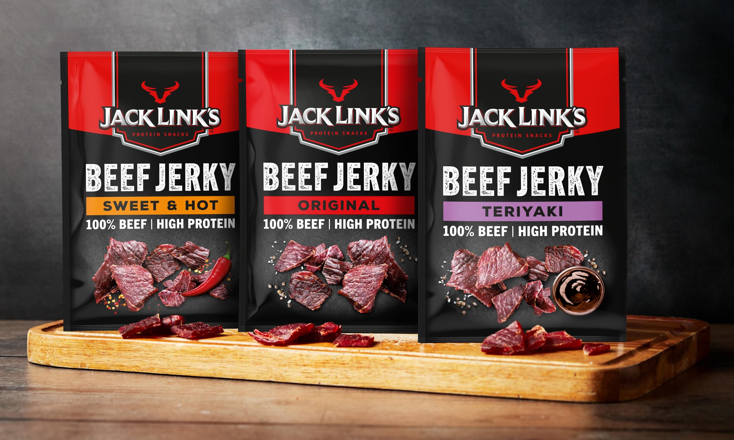 Jack Link's Beef Jerky Sweet & Hot Flavour Multipack of 12 x 25g High Protein Meat Snack 4