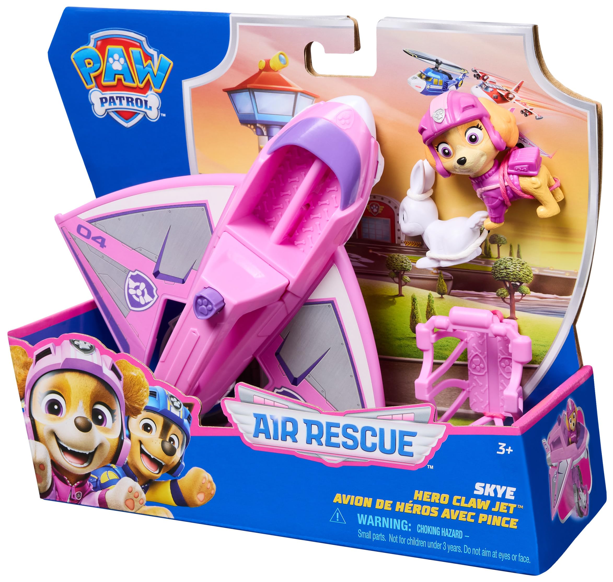 Paw Patrol: Air Rescue Skye Action Figure & Hero Claw Jet Plane with Rescue Basket 8