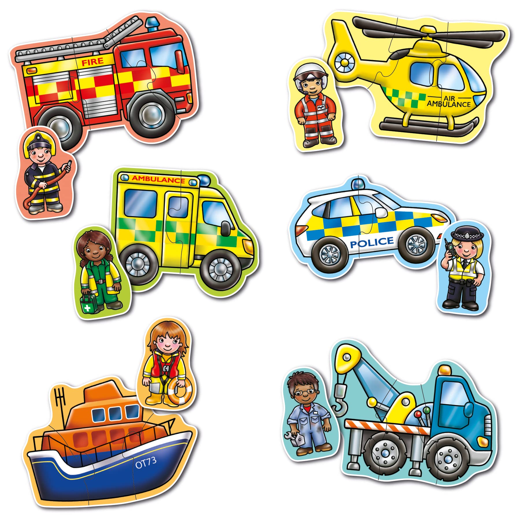 Orchard Toys Rescue Squad Jigsaw Puzzle - 6 Vehicle Puzzles with Character Pieces 7