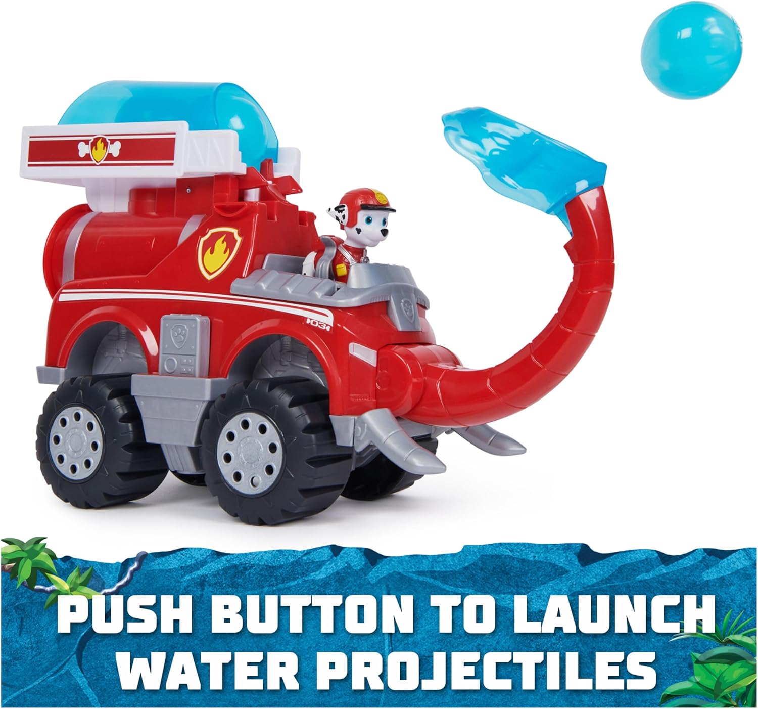 Paw Patrol Jungle Pups Marshall’s Deluxe Elephant Vehicle with Projectile Launcher - Action Playset for Kids 6