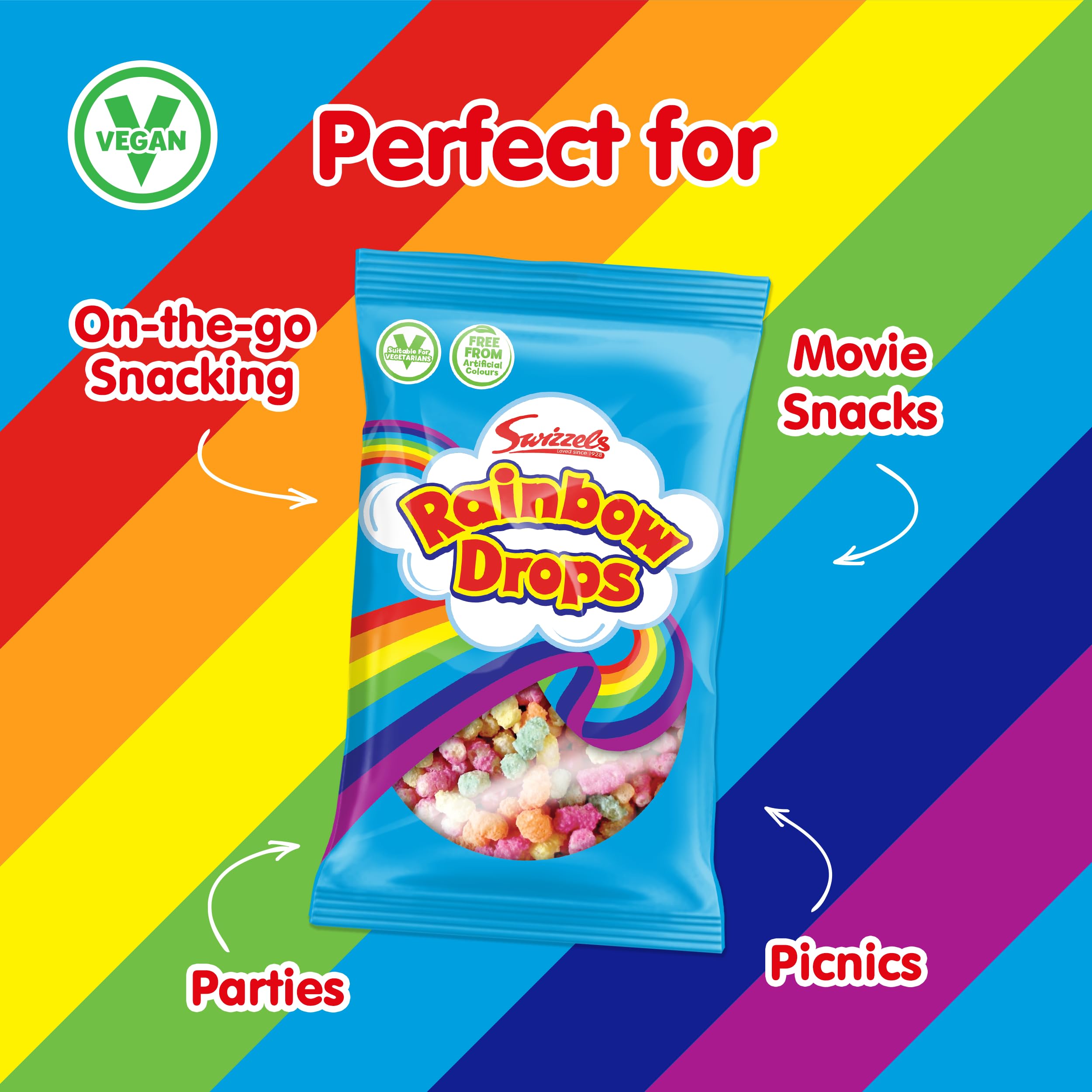 Swizzels Giant Rainbow Drops Multipack - 24 Bags of Vegan-Friendly, Artificial Colour-Free Sweet Snacks 4