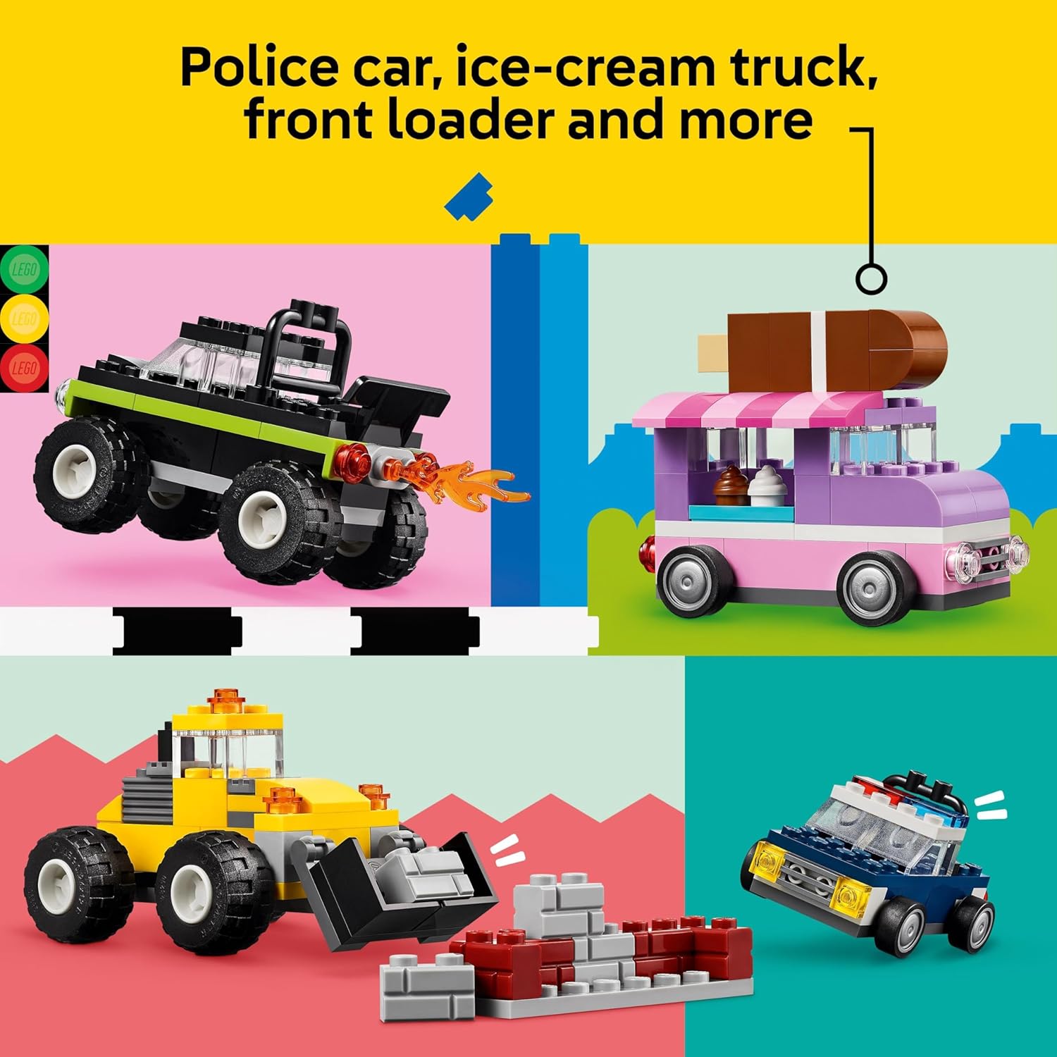 LEGO Classic Creative Vehicles - Build 8 Model Cars Including Police Car & Ice-Cream Van for Ages 5+ 7