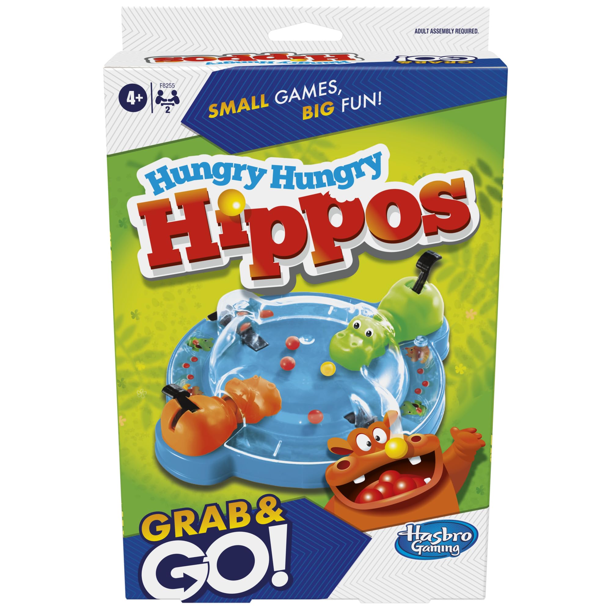Hasbro Gaming Hungry Hungry Hippos Travel Game - Portable Marble Chomping Game for 2 Players Ages 4+