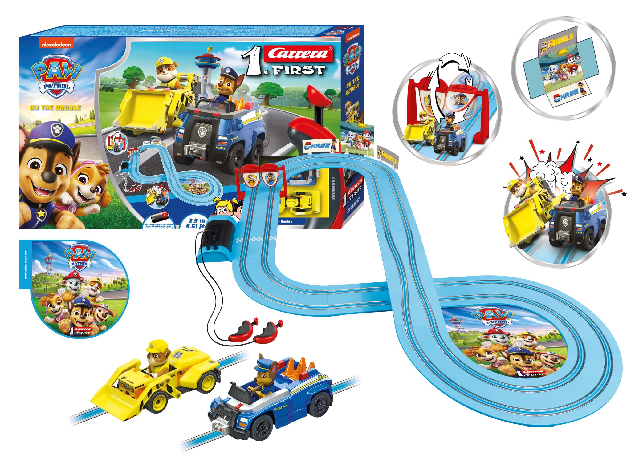 Carrera FIRST PAW Patrol - On The Double Slot Racing Track Set for Kids
