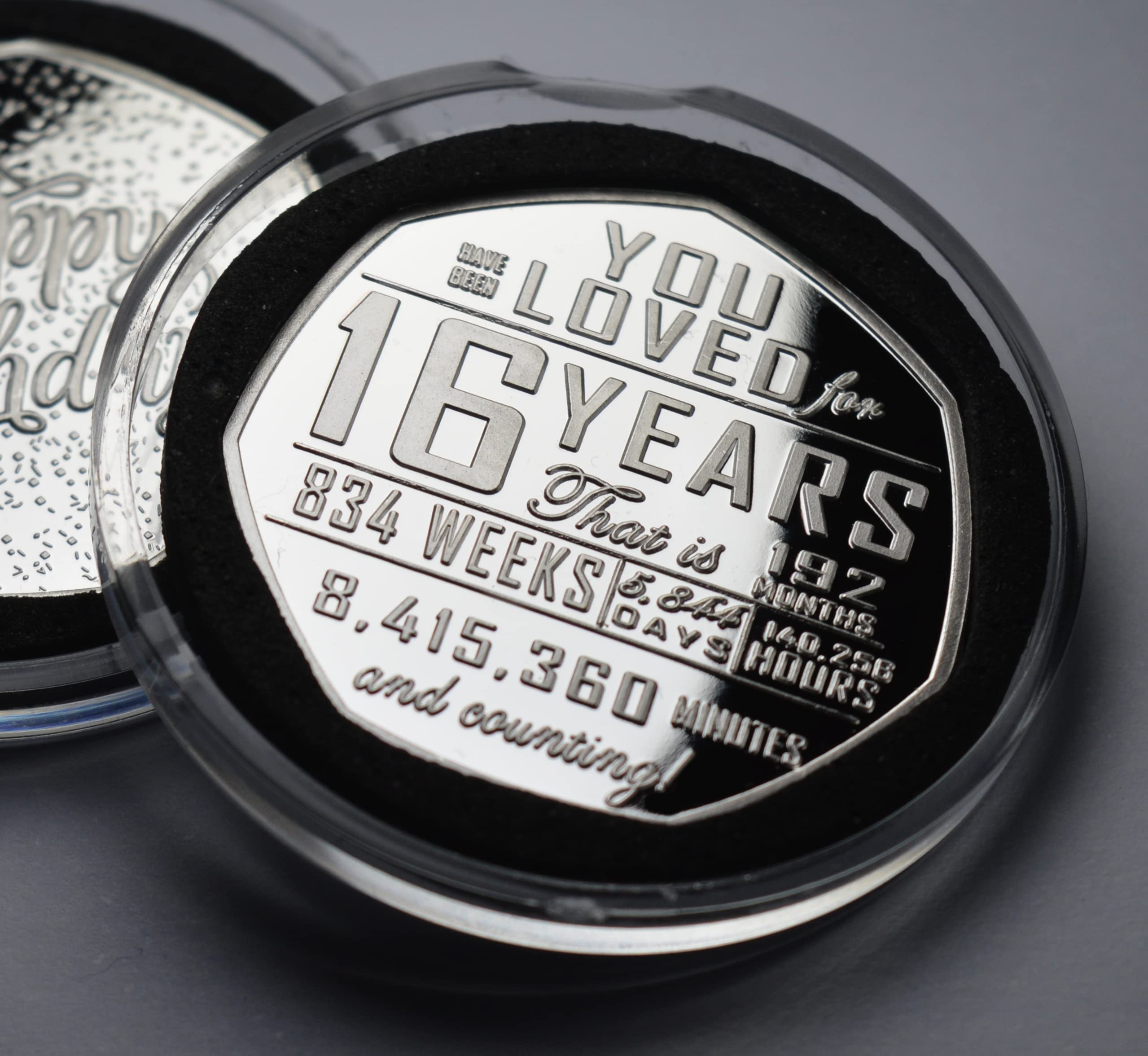 The Commemorative Coin Company 16th Birthday Silver Coin in Capsule - .999 Silver Plated, 27mm