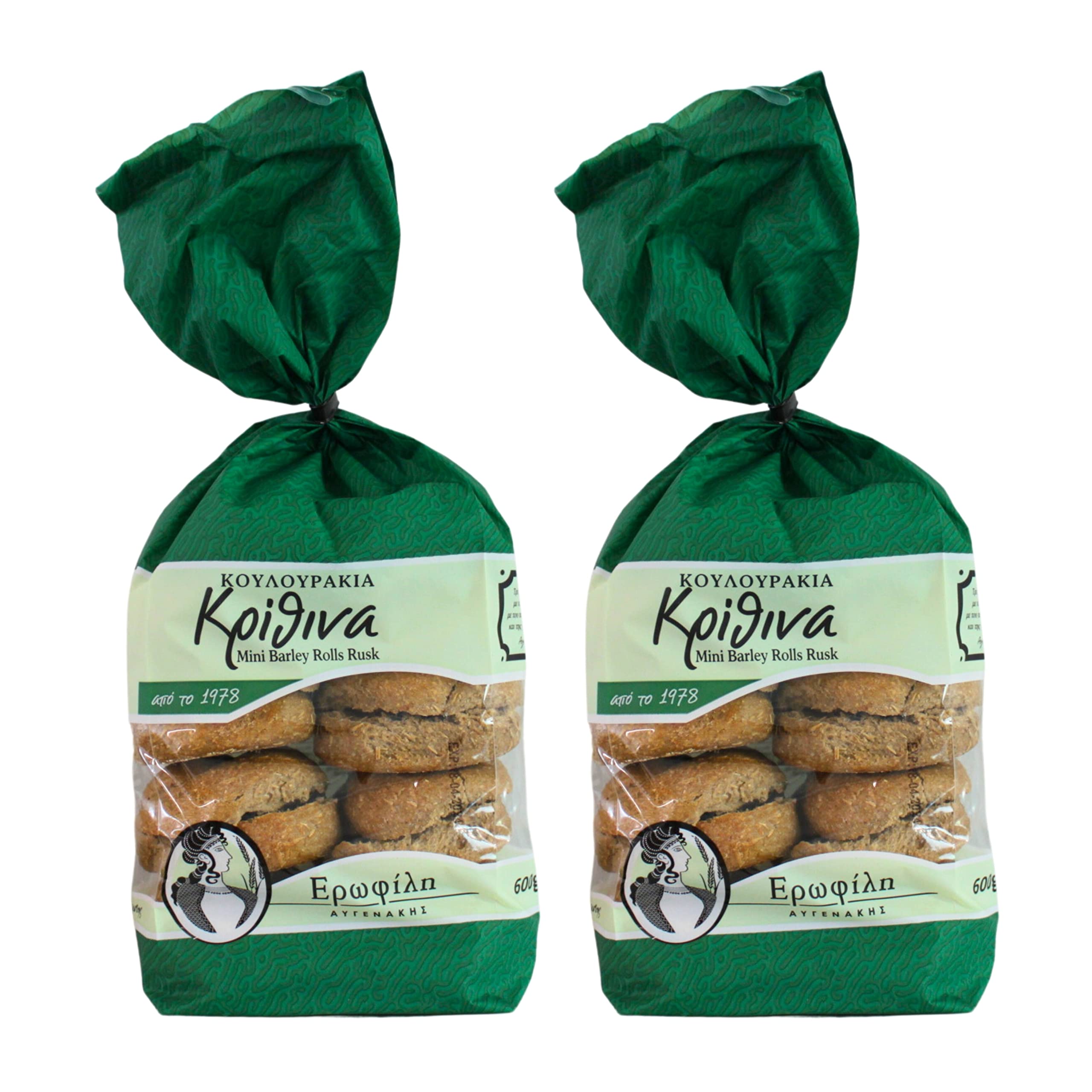 Erofili Avgenakis Mini Barley Rolls Rusks - Authentic Cretan Dakos Base | 2 x 600g Pack (1.2kg Total) 1