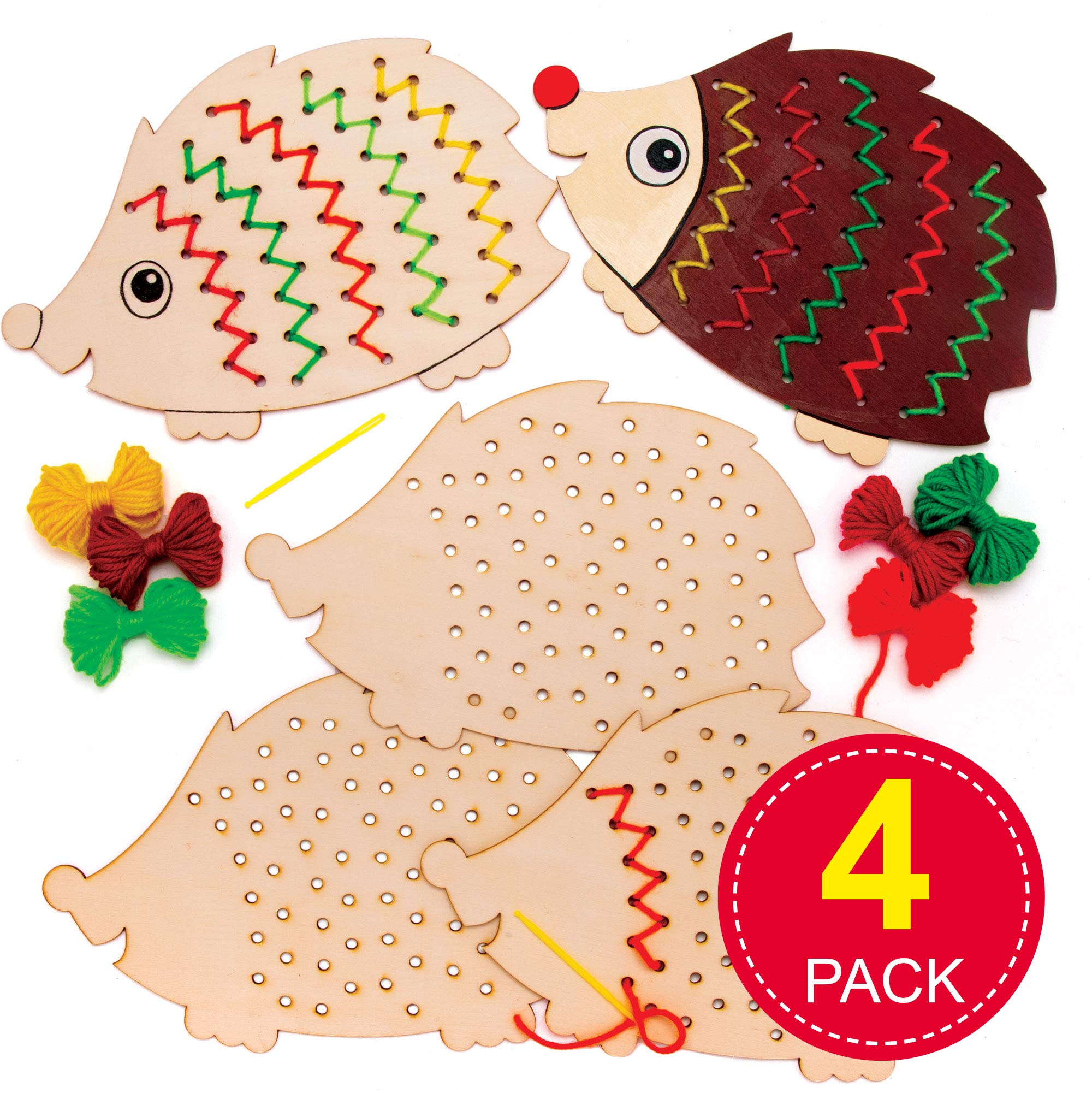 Baker Ross AW934 Hedgehog Wooden Threading Kit - Arts and Crafts for Kids (Pack of 4) 5