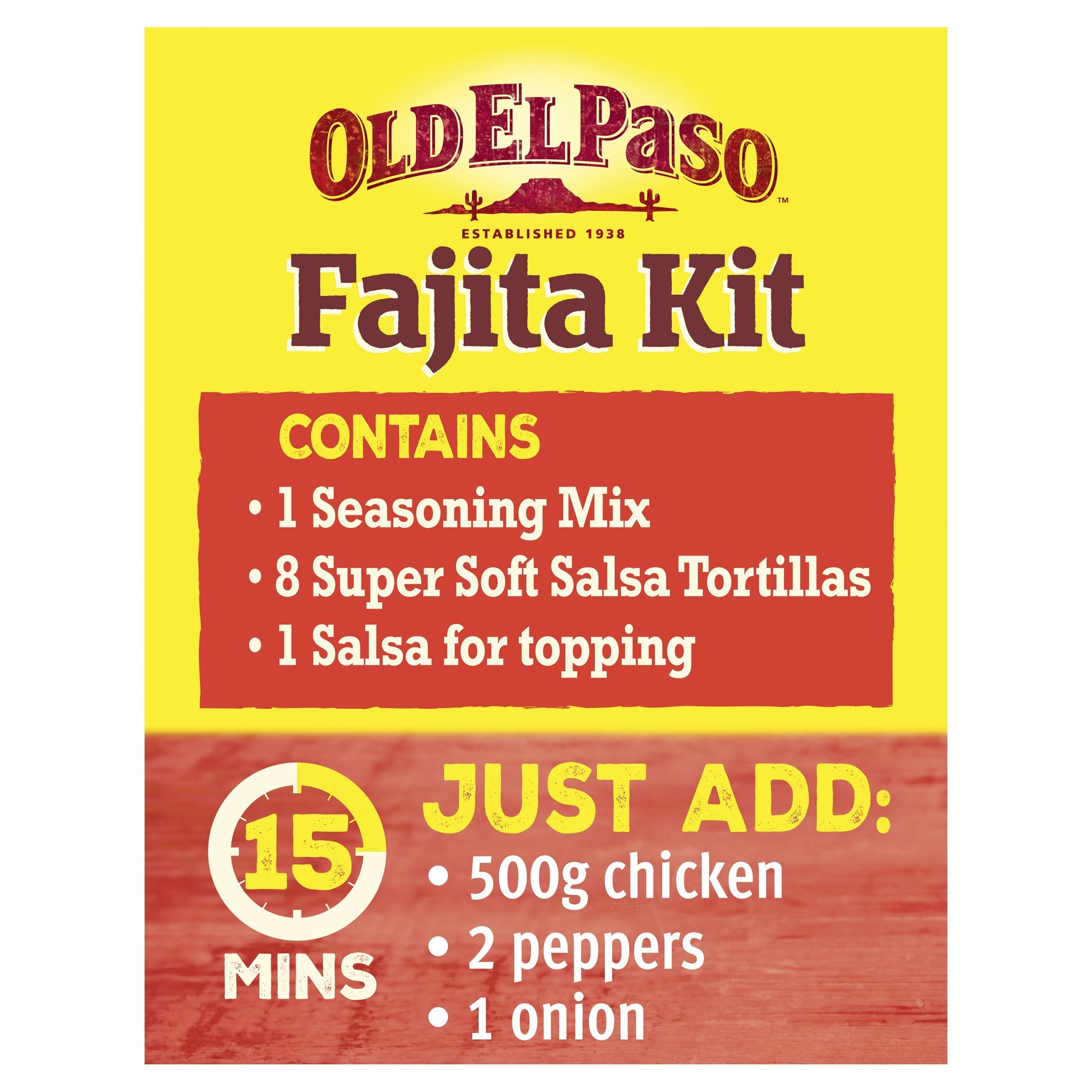 Old El Paso Roasted Tomato and Pepper Fajita Kit - 500g Meal Kit with Spicy Salsa & Seasoning
