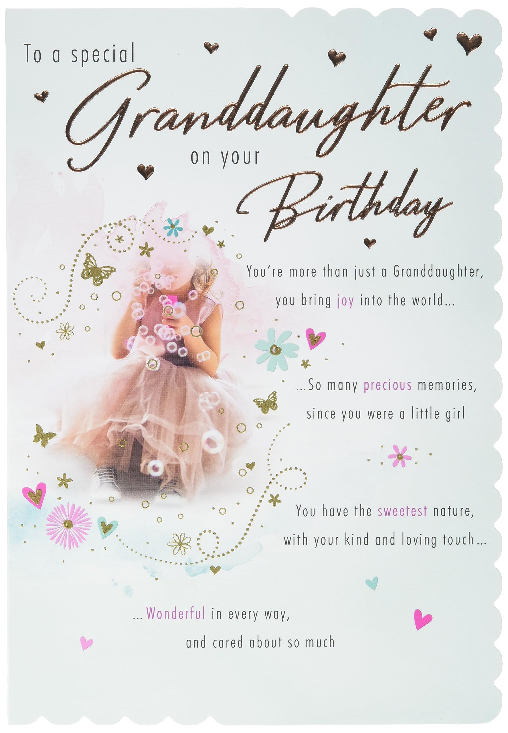 Piccadilly Greetings Birthday Card for Granddaughter | 9 x 6 Inches | Pink