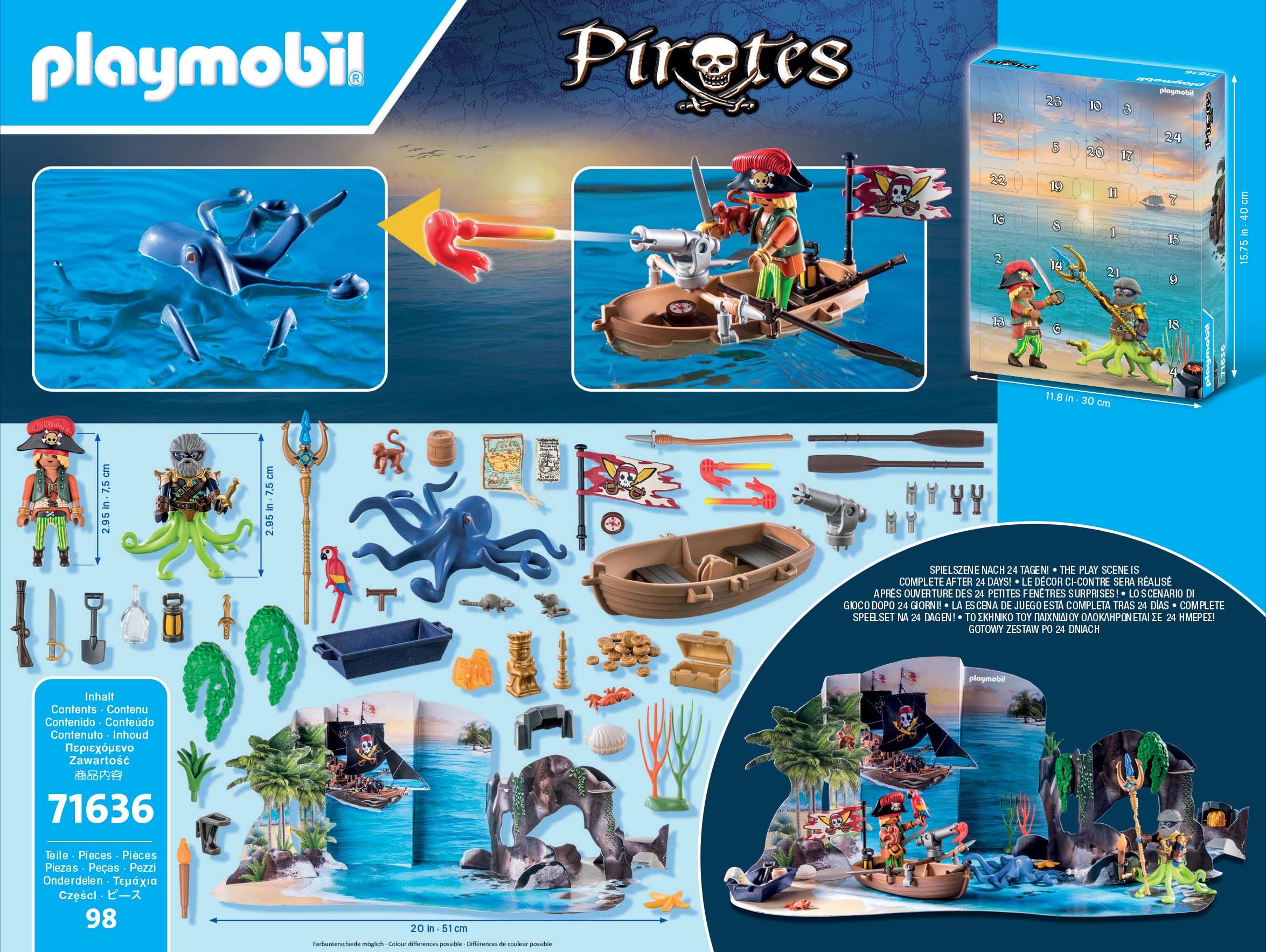 Playmobil 71636 Advent Calendar: Pirates - 24-Day Treasure Hunt Countdown for Kids Ages 4+ 5