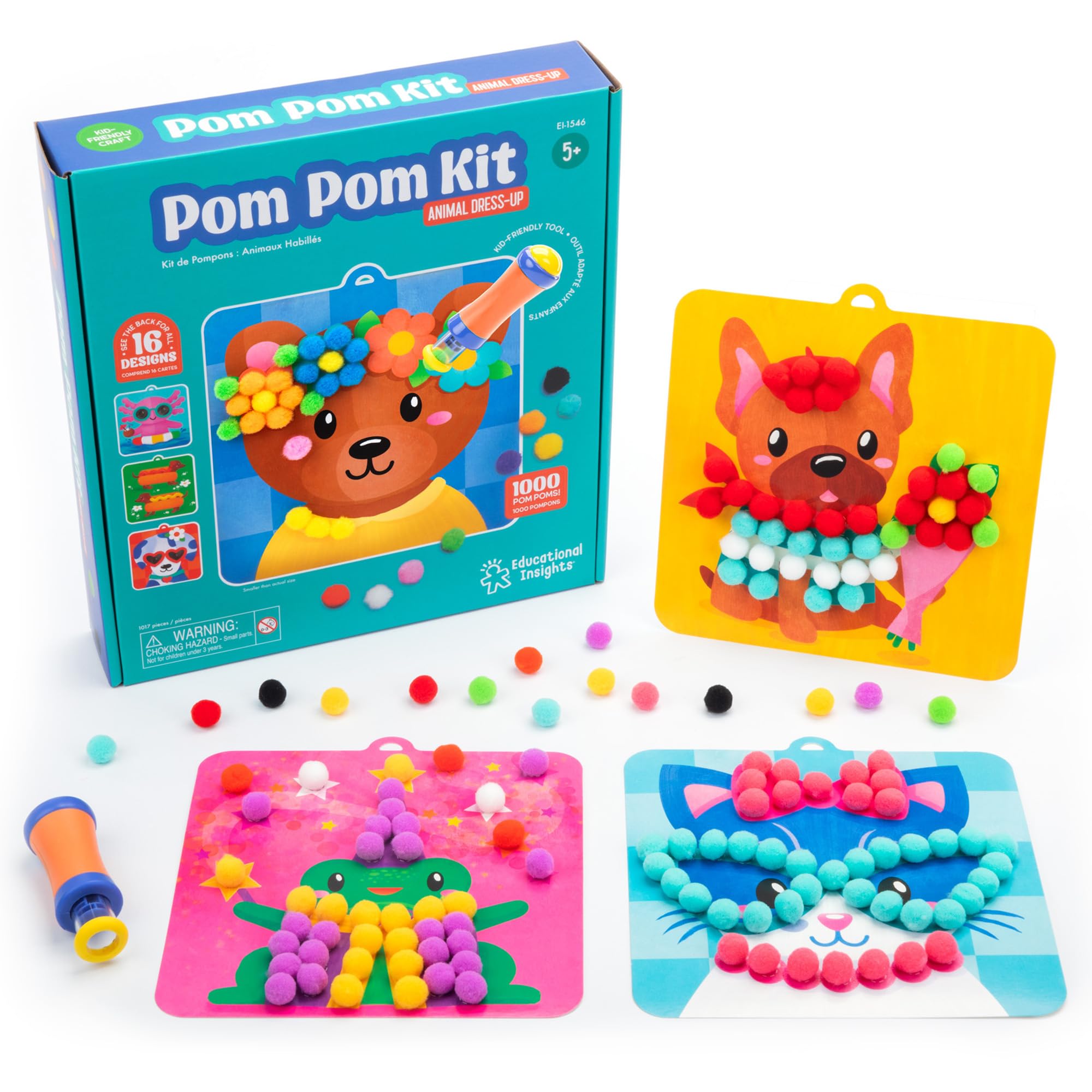 Learning Resources Pom Pom Kit Animal Dress-Up - Arts & Crafts for 5+ Year Olds