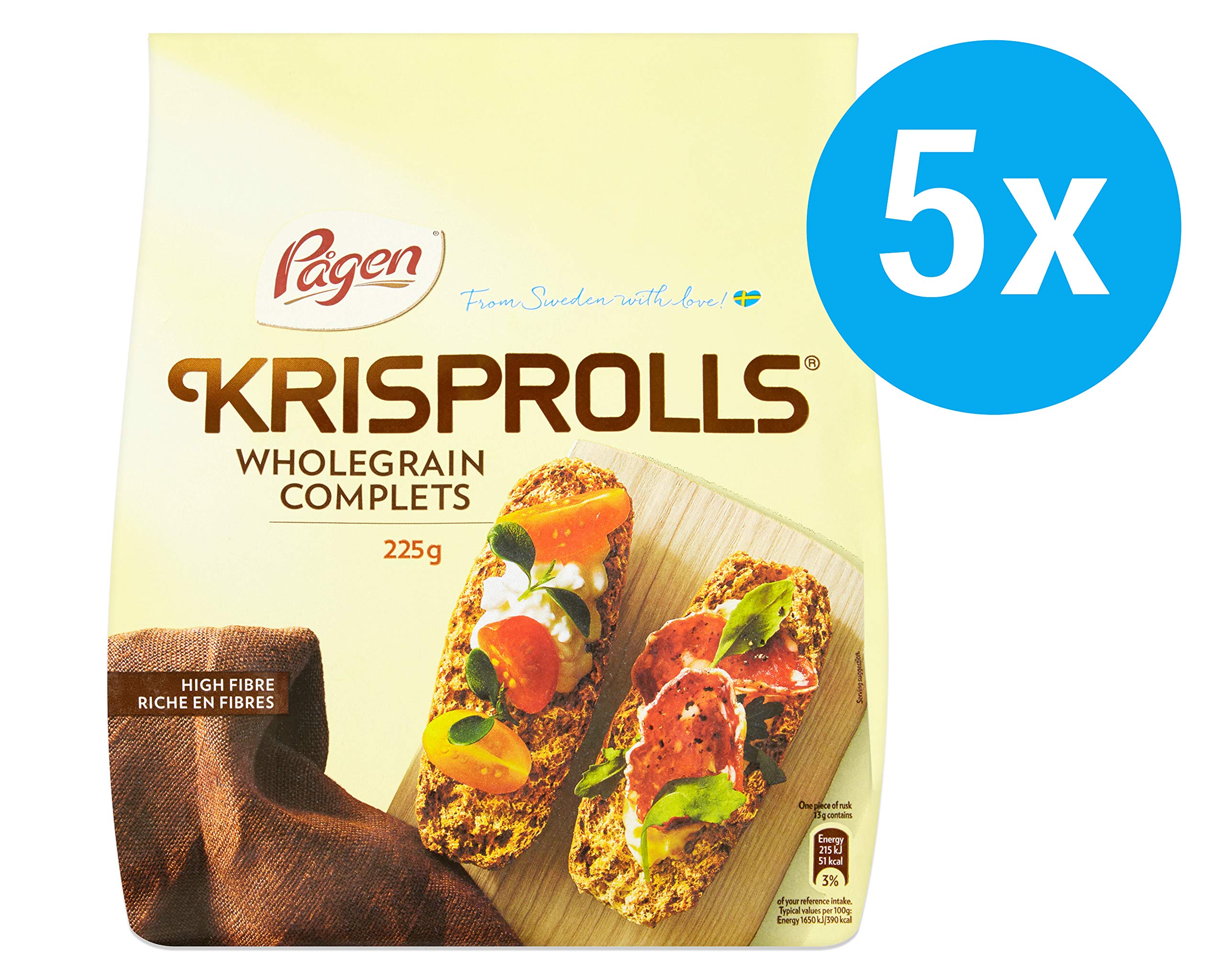 Pågen Krisprolls Wholegrain Swedish Toast Crackers | High Fibre Snack | 5 x 225g 3