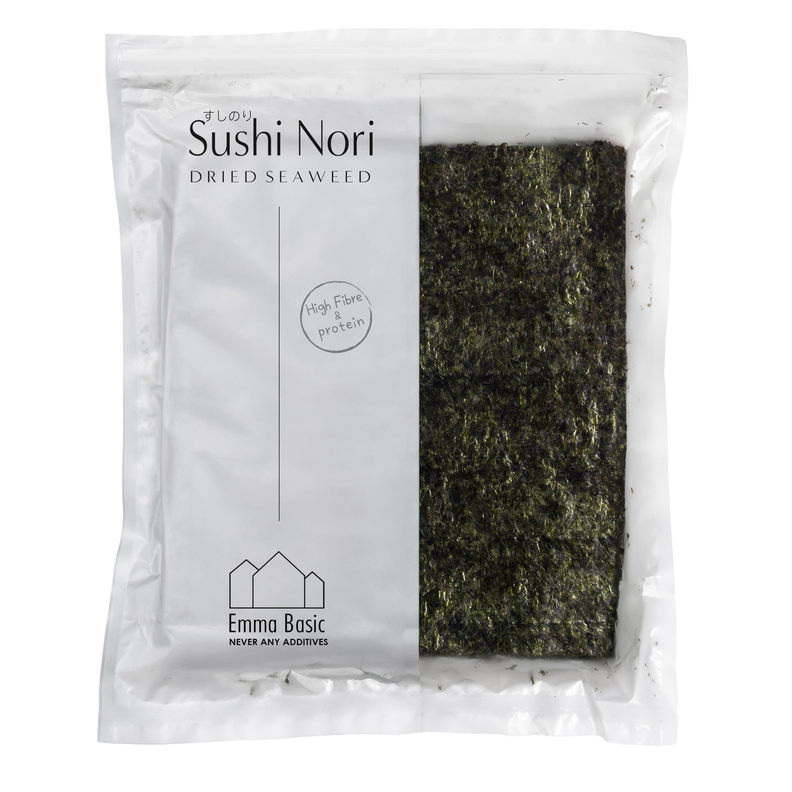 Emma Basic Seaweed Sushi Nori 40 Full Sheets - Young & Crunchy, High Protein, High Fibre