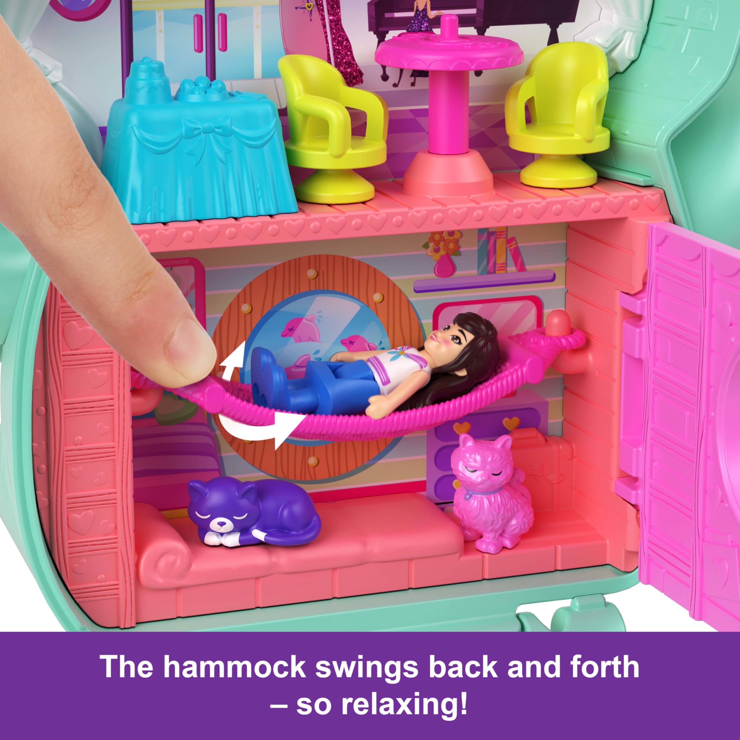 Polly Pocket Set Sail Kitty Compact Playset - Micro Doll with 10 Accessories & 2 Pet Cats, Ages 4+ 3