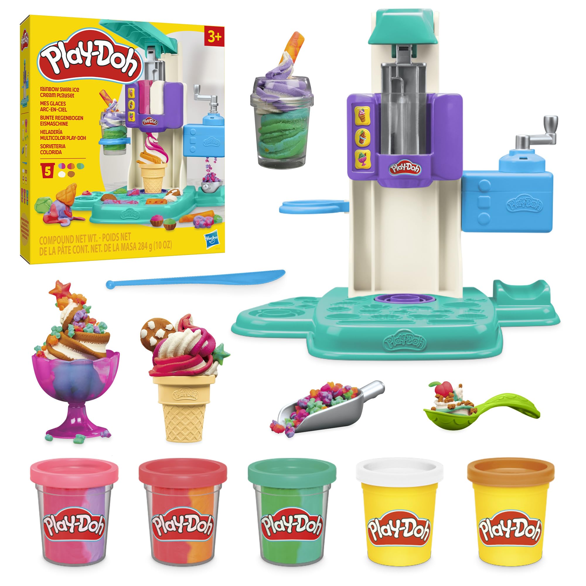 Play-Doh Rainbow Swirl Ice Cream Playset - Creative Arts & Crafts Toy for Kids 3+