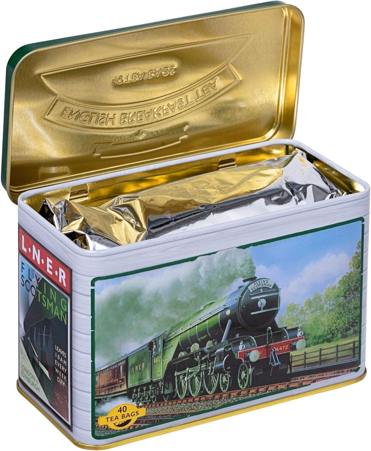 New English Teas Flying Scotsman Tea Caddy - 40 English Breakfast Teabags 6