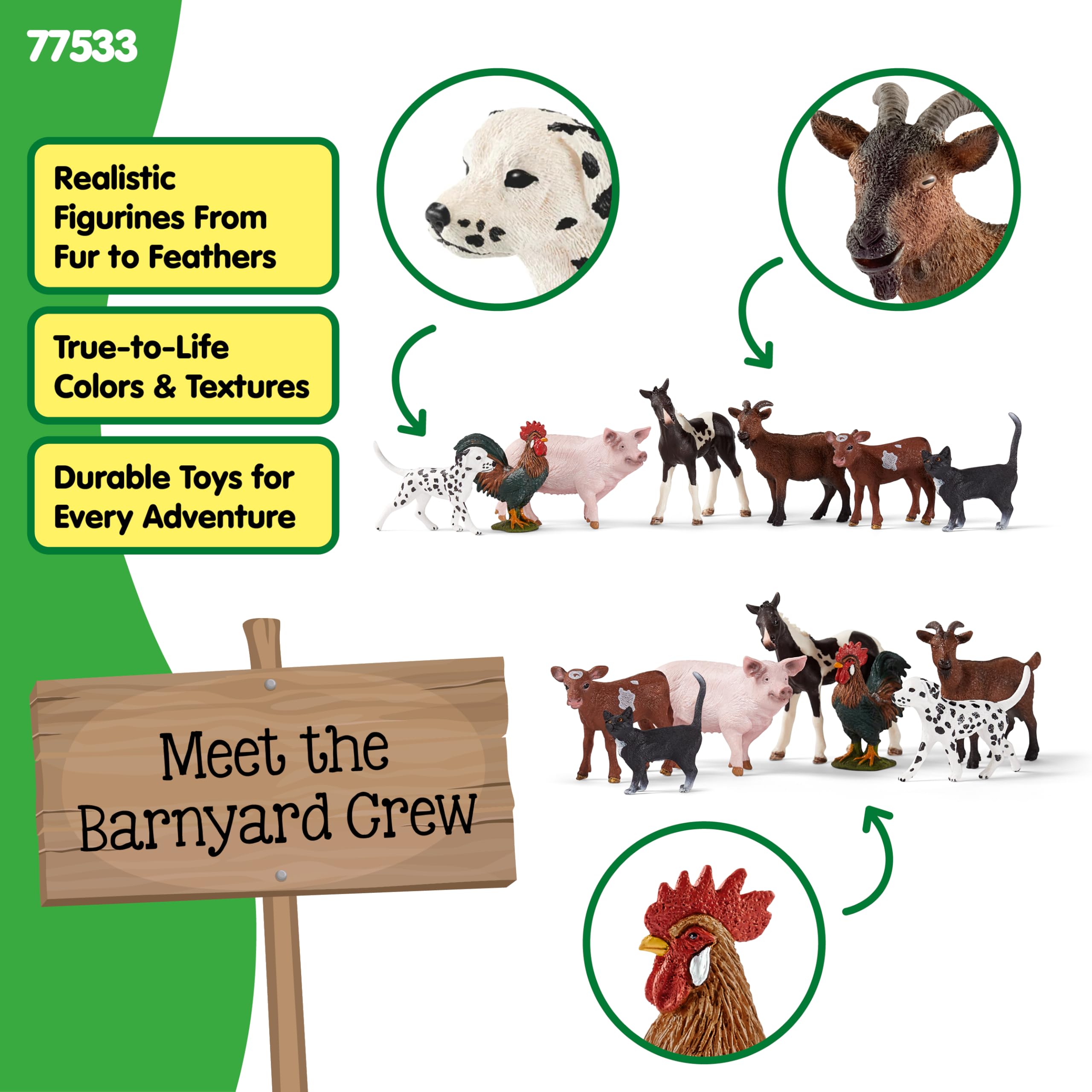 SCHLEICH Farm World - 7 PC Farm Animal Playset with Realistic Figurines for Kids 3+ 7