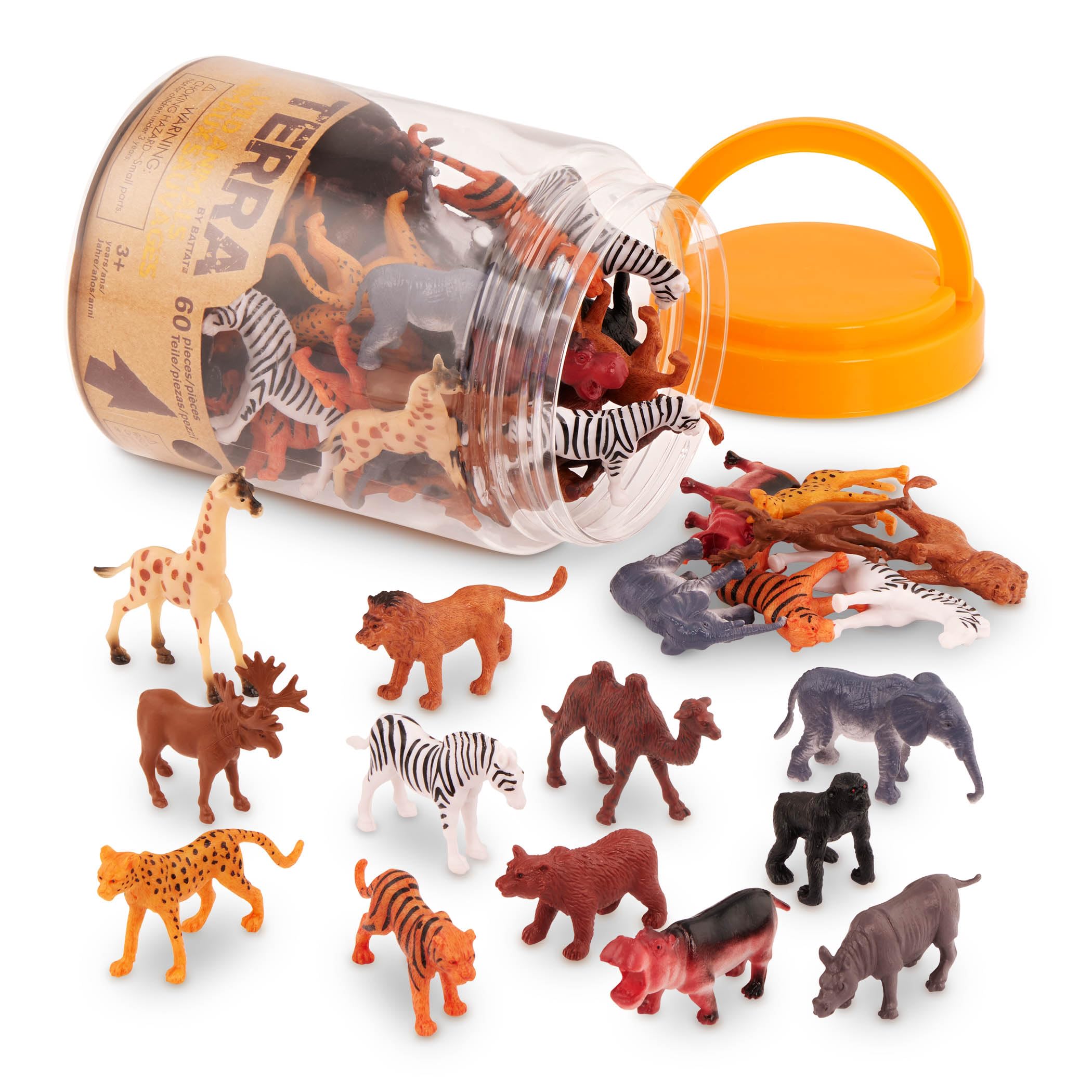 Terra by Battat - 60 Piece Wild Creatures Tube Miniature Animal Figurines | Ages 3+