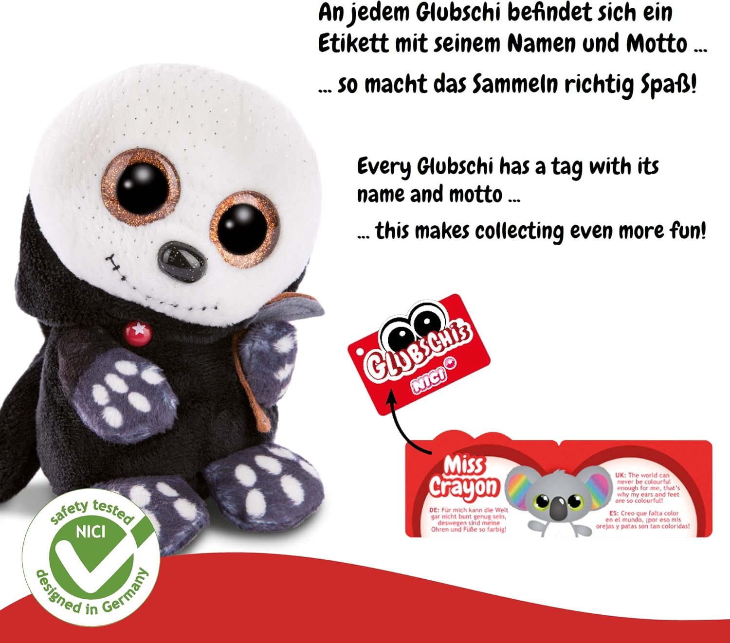 Nici Glubschis Cuddly Soft Toy - Grim Reaper Sanito Halloween Plush, Black 6