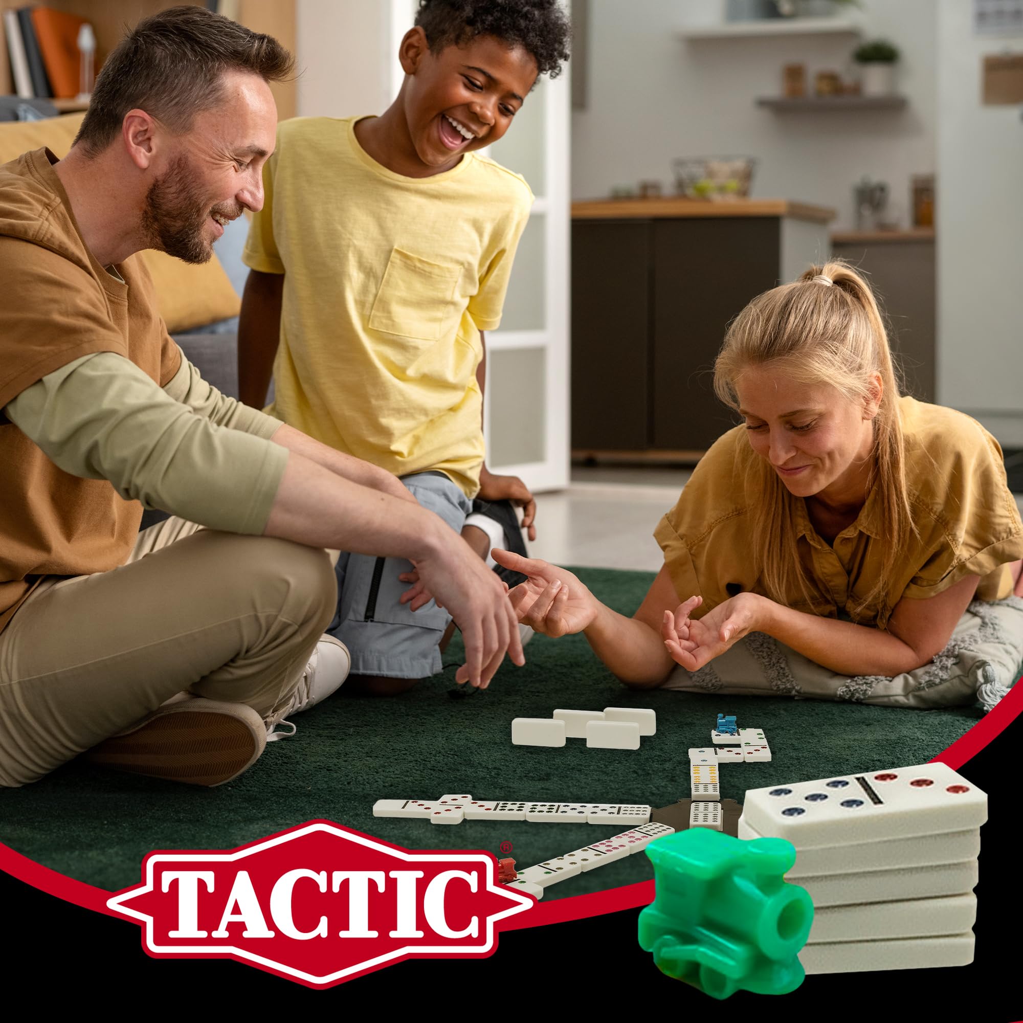 Tactic Mexican Train Double-Twelve Domino Game Set with 91 Tiles and Train Station Hub 14