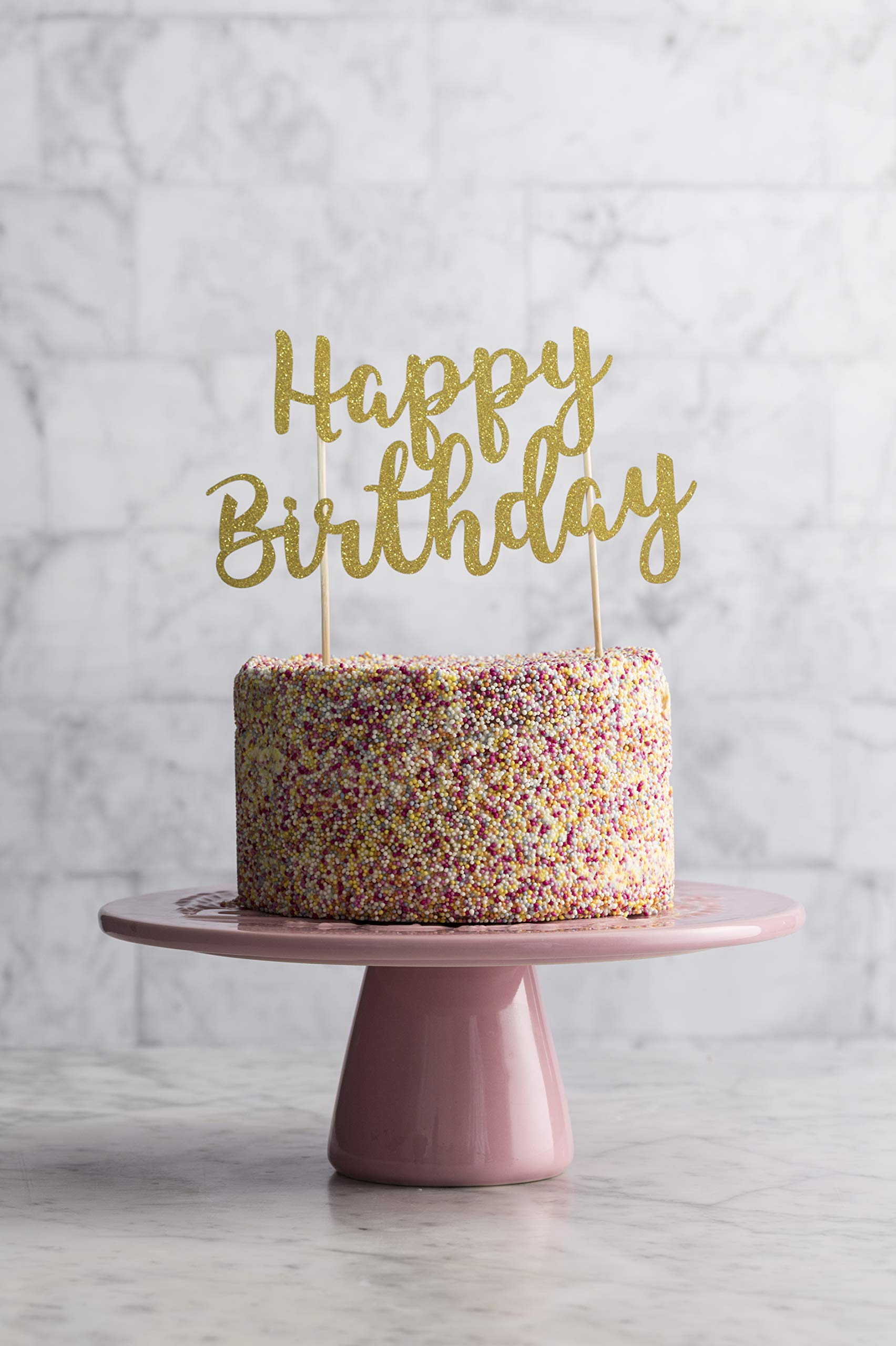 Mason Cash Happy Birthday Cake Topper - Reusable Gold Acrylic Cake Decoration 6