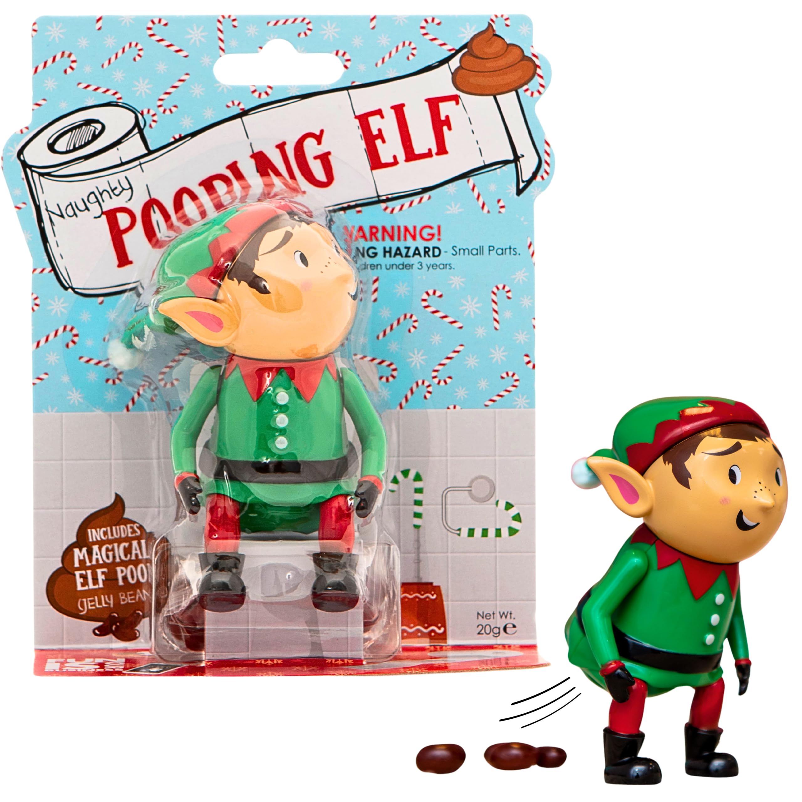 Pooping Elf Toy by Boxer Gifts - Refillable Novelty Stocking Filler for Kids, Brown 7