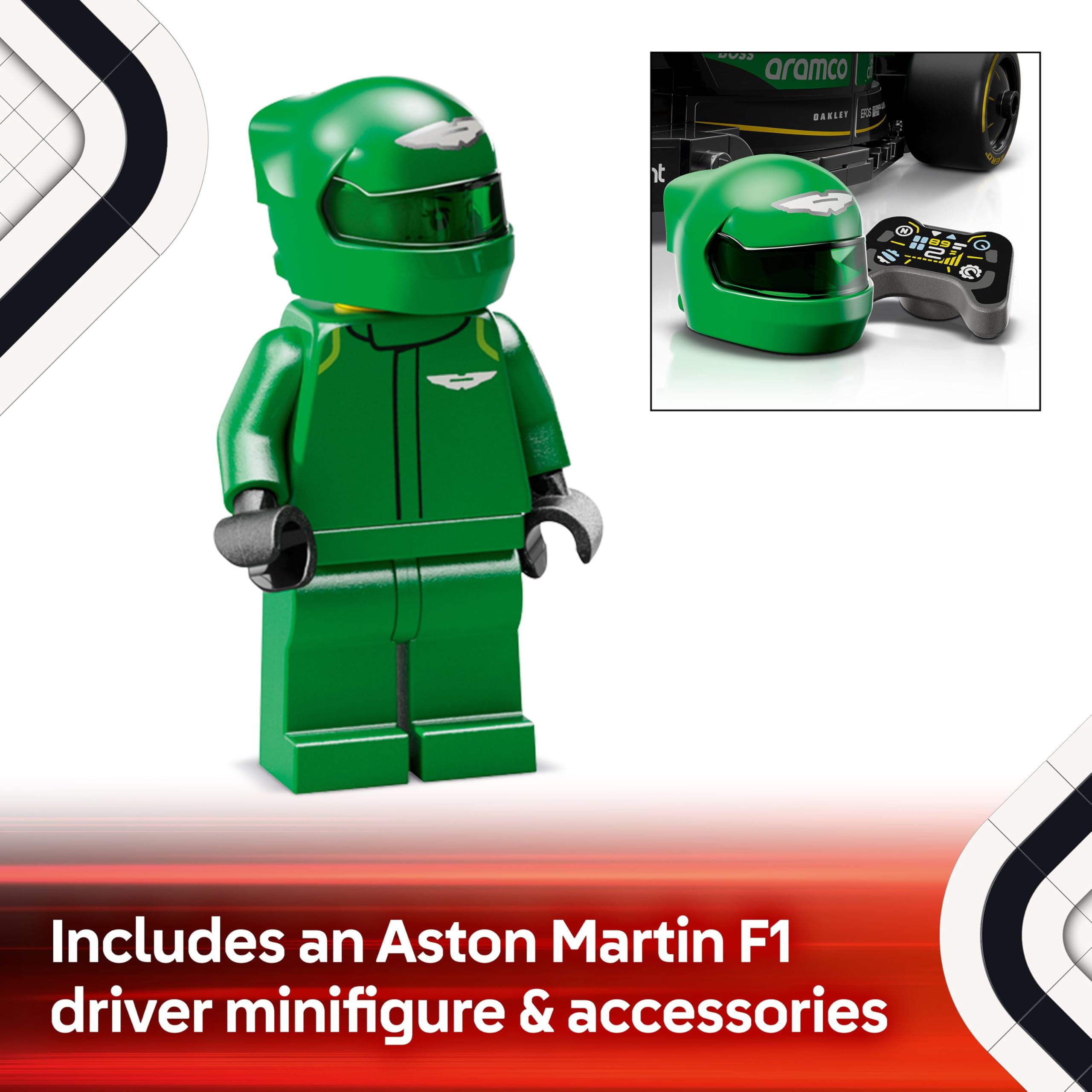 LEGO Speed Champions Aston Martin Aramco F1 AMR24 Race Car Toy - Building Set with Driver Minifigure for Ages 10+ 14